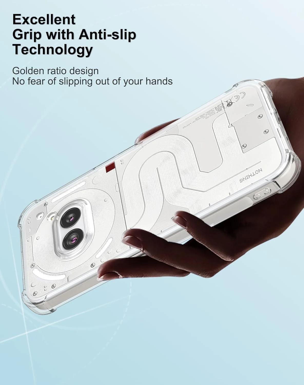 DL3 Mobilak Case Compatible with Nothing Phone 2A 5G, Cover Silicone TPU Gorilla Anti-shock Protector Camera Shockproof Corners - Clear