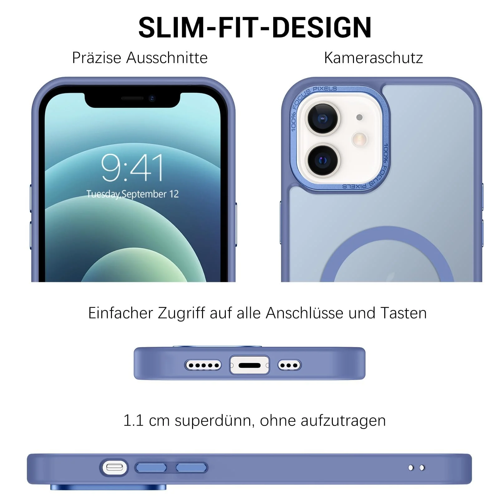 DL3 Mobilak Wallet Case with Card Slot for iPhone 11 with Ring Holder and Magnetic Car-Mount Support - Baby Blue