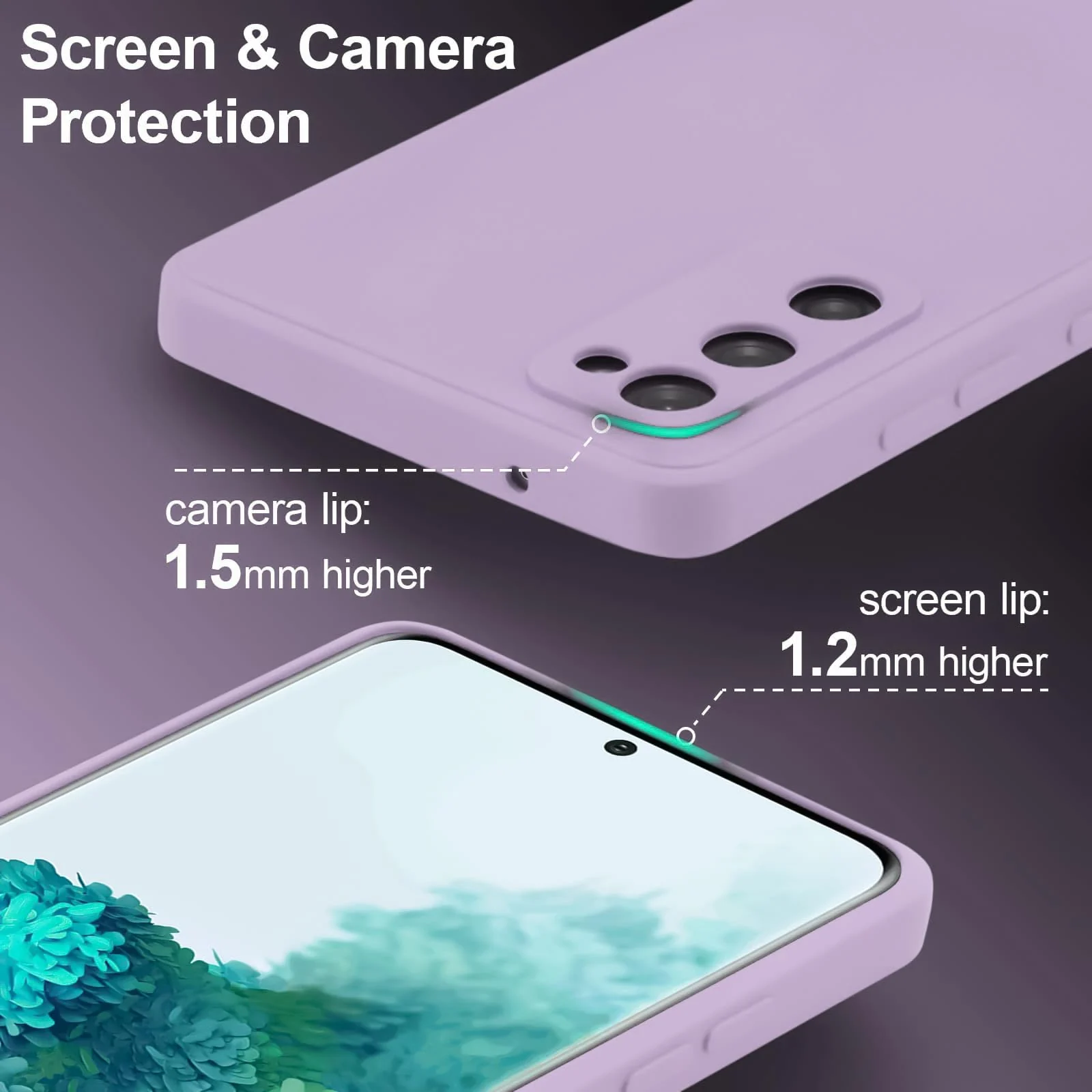 DL3 Mobilak Compatible with Samsung Galaxy S20 FE Case, Liquid Silicone Case, Full Body Camera Protective Cover, Shockproof, Slim Phone Case, Soft Microfiber Lining Case - Lavender