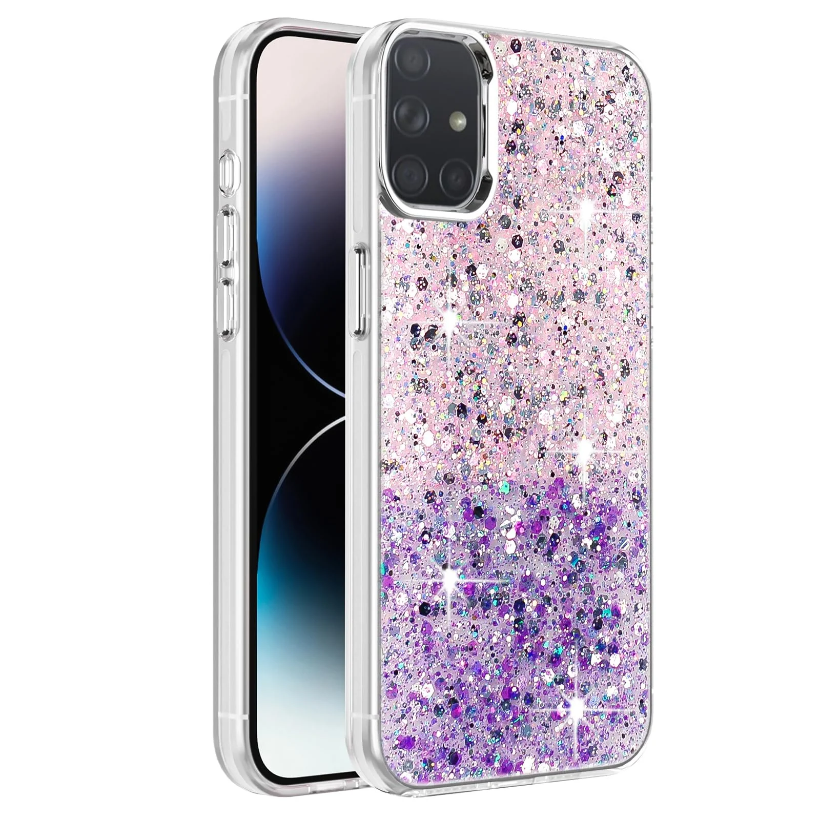 DL3 Mobilak Glitter Protective Case with Camera Protection for Samsung Galaxy A71 4G - Pink Purple