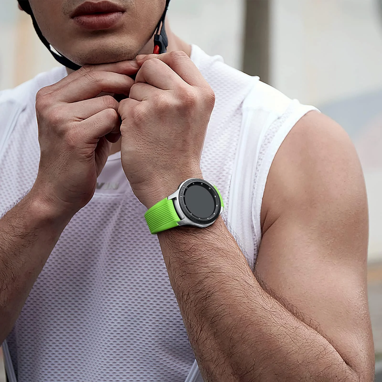 DL3 Mobilak Silicone Sport Band 22MM Xiaomi Redmi Watch 5 Active/5 Lite/Samsung Galaxy Watch 46mm/Watch 3 45mm/Gear S3/Huawei watch (GT6 GT5 GT4 GT3 GT2 GT 46MM)/GT2E/GT5 Pro/GT 6 Pro/Amazfit GTR 3/4 - Neon Green