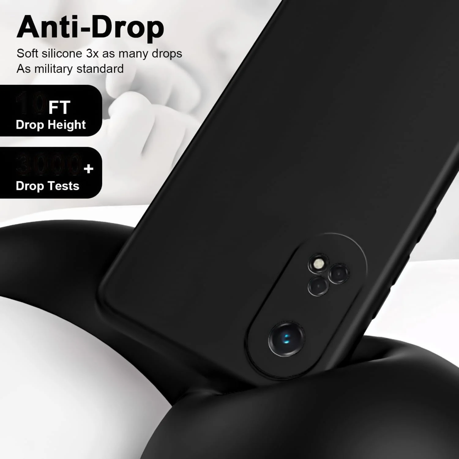 DL3 MOBILAK Case Compatible with OPPO Reno 8T 4G (Not 5G), Soft Silicone Bumper Case, Shockproof Protective Case - Black