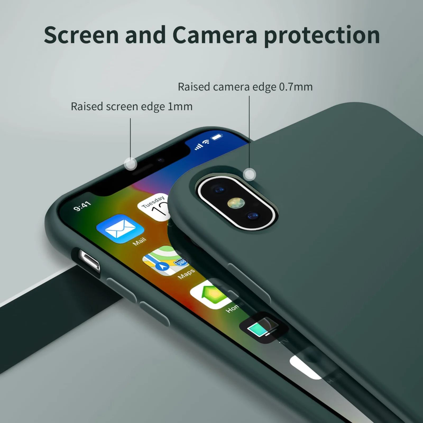 DL3 Mobilak Liquid Silicone Protective Case for iPhone X / iPhone XS with Camera Protection and Microfiber Lining - Oil Color