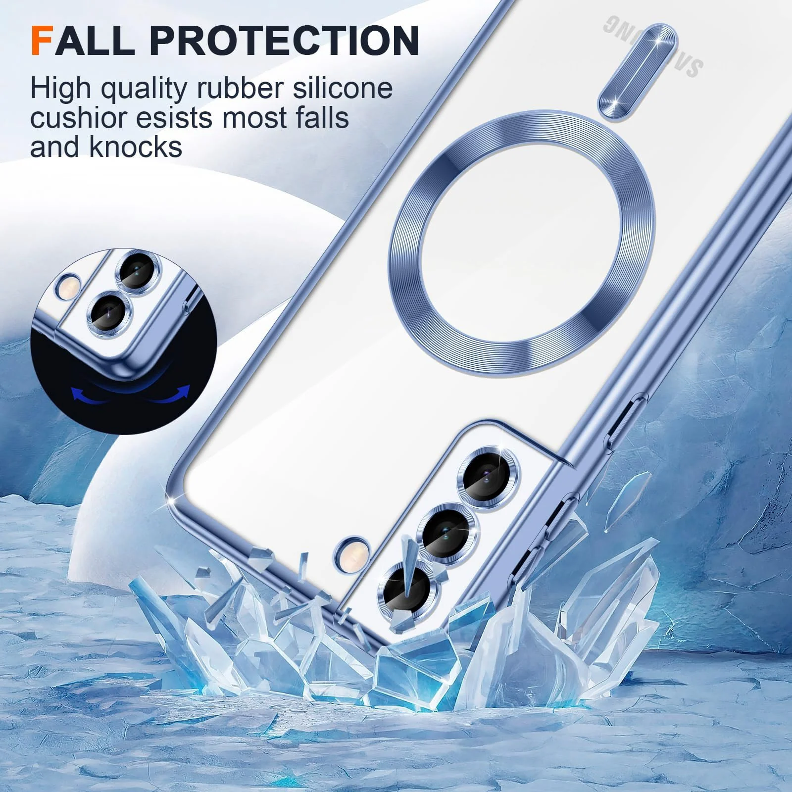 DL3 Mobilak Clear MagSafe-Compatible TPU Case and Camera Lens Protector for Samsung Galaxy S22 Plus - Sierra Blue