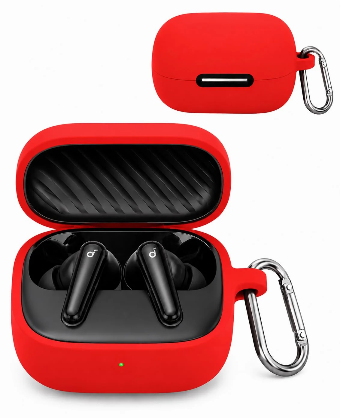 DL3 Mobilak Compatible with Anker Soundcore R60i NC/Anker P31i Cover, Soft Silicone Shockproof Protective Case Wireless Earbuds with Carabiner, Front LED Visible