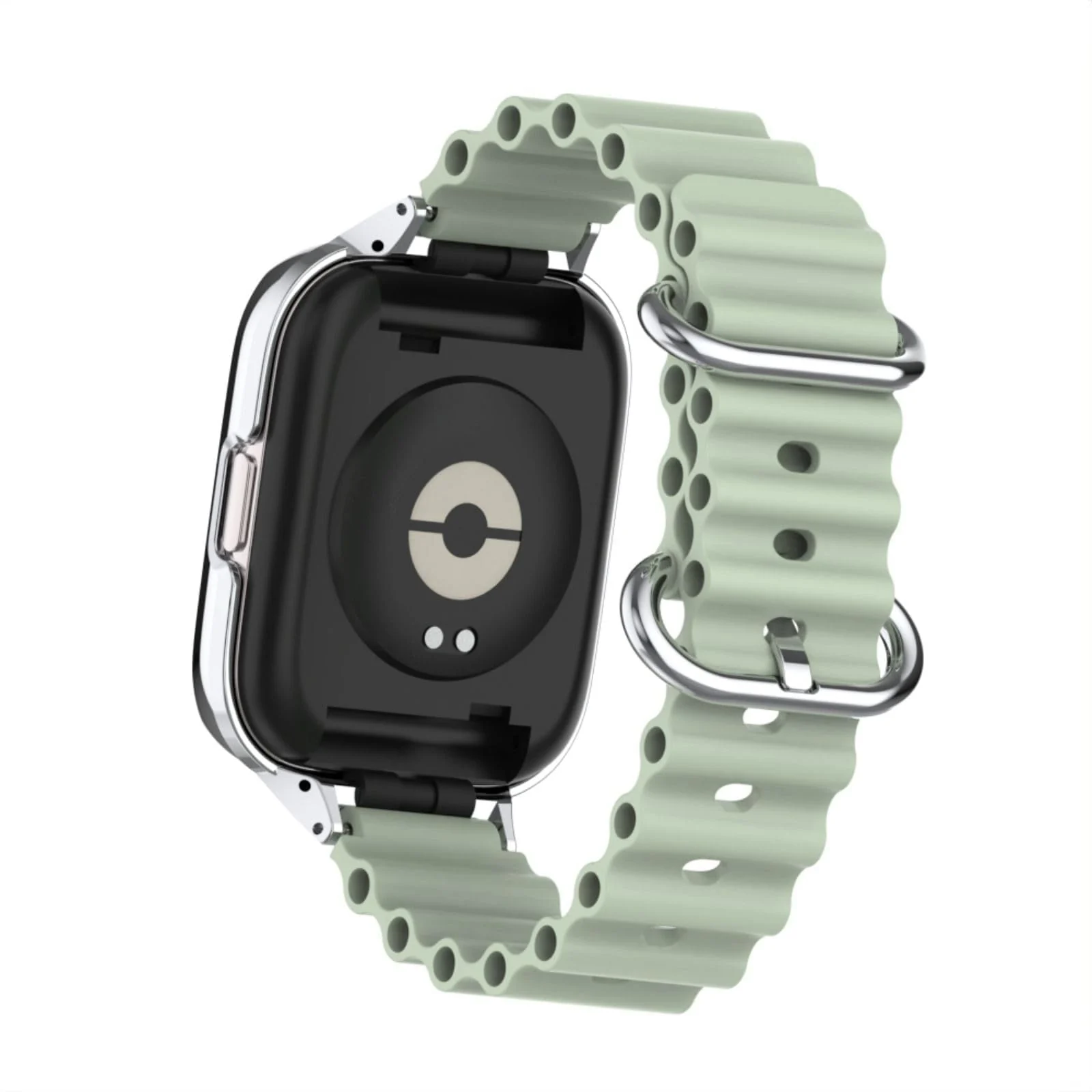 DL3 Mobilak Ocean Strap Compatible with Xiaomi Redmi Watch 2 Lite/Poco Watch/Horloge 2, Adjustable Silicone Strap with Metal Buckle, Band With Frame Metal Women Men Replacement Strap - Mint Green