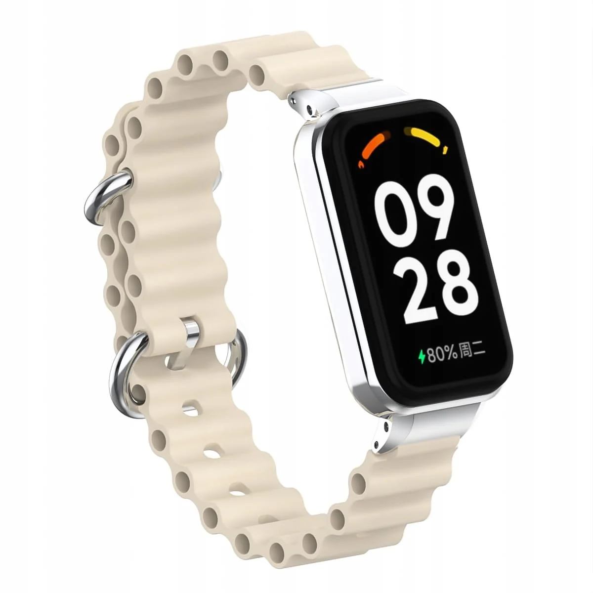 DL3 Mobilak Ocean Replacement Strap Compatible with Xiaomi Redmi Band 2/ Xiaomi Smart Band 8, Adjustable Silicone Strap with Metal Buckle, Women Men Active Band - Beige