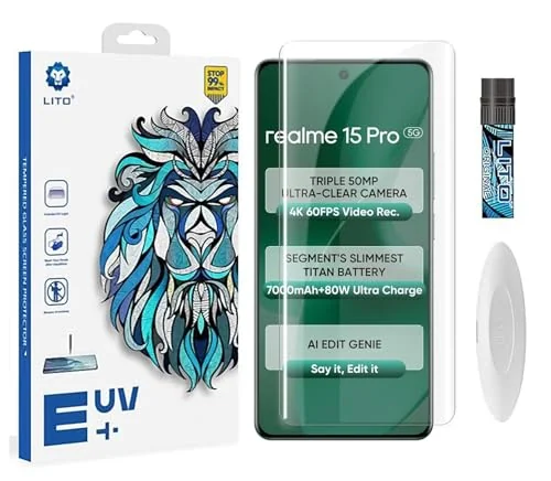 DL3 Mobilak Li-to Screen Protector realme 15 Pro [Liquid UV Tempered Glass] Full Screen adhesive [Sensitive Touch][Fingerprint Sensor Compatible] HD - Clear