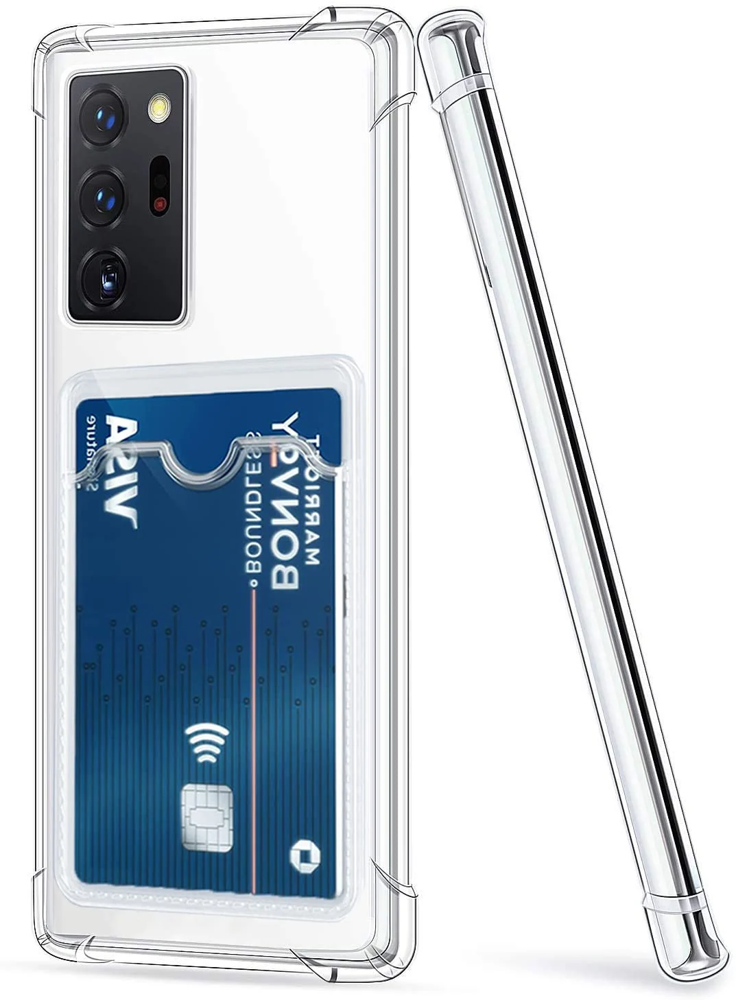DL3 Mobilak Clear TPU Wallet Case with Card Slot and Camera Protection for Samsung Galaxy Note 20 Ultra - Transparent