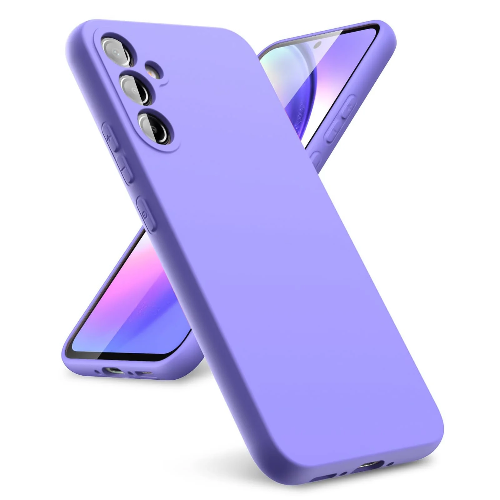 DL3 Mobilak Samsung Galaxy A15 Case, Soft Flexible Silicone Gel Rubber Bumper Cover, Full Body Shockproof Protective Phone Case - Light Purple