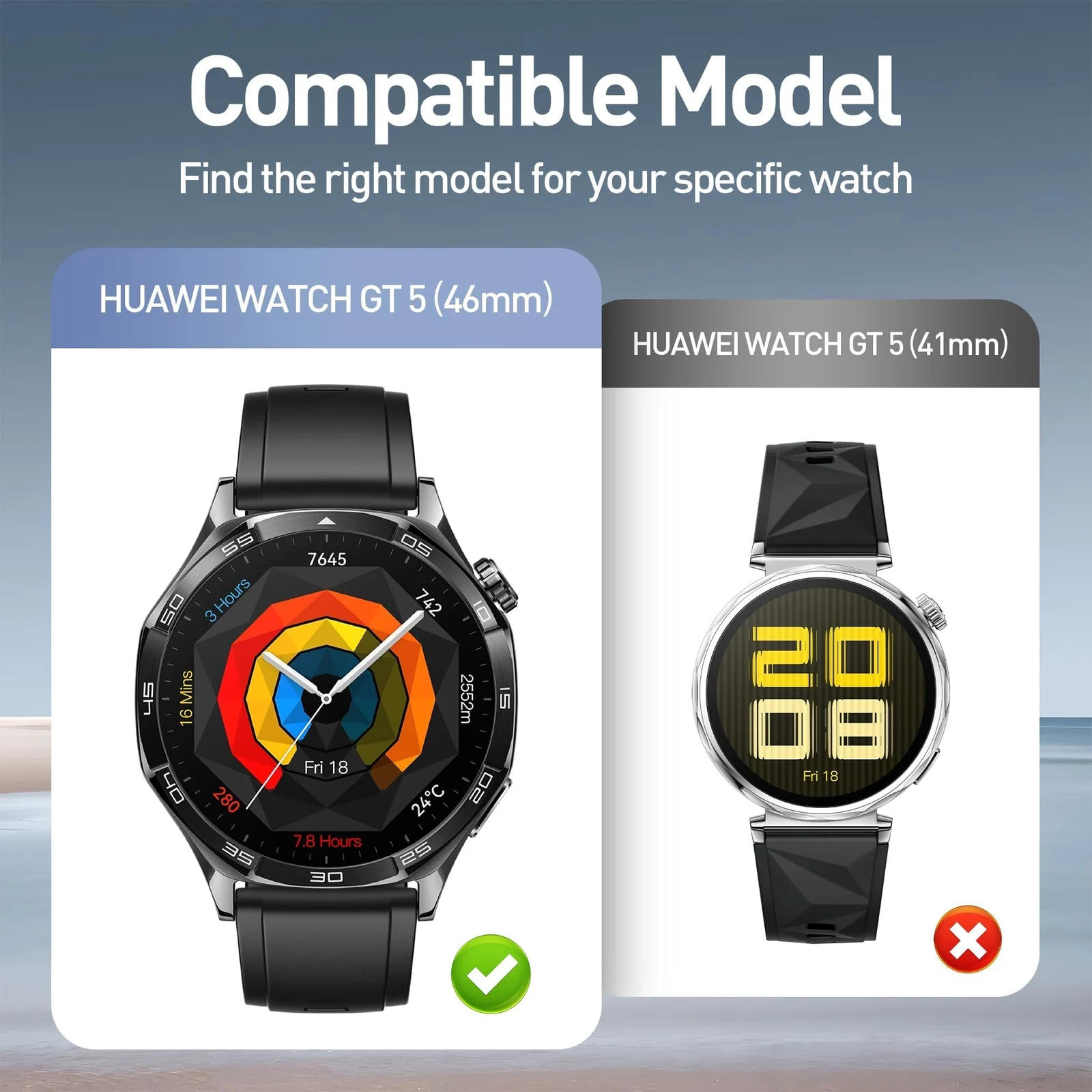DL3 MOBILAK Full-Coverage Watch Case with Tempered Glass for Huawei Watch GT 5 46 mm, White