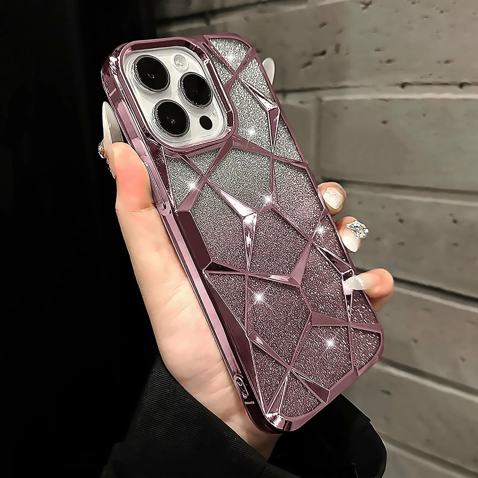 DL3 Mobilak Compatible with OPPO A5 4G Case Plating Bling Gradient Glitter Clear Cover Soft TPU Silicone Cute Camera Protection Shockproof Back for Women Girls Case - Pink