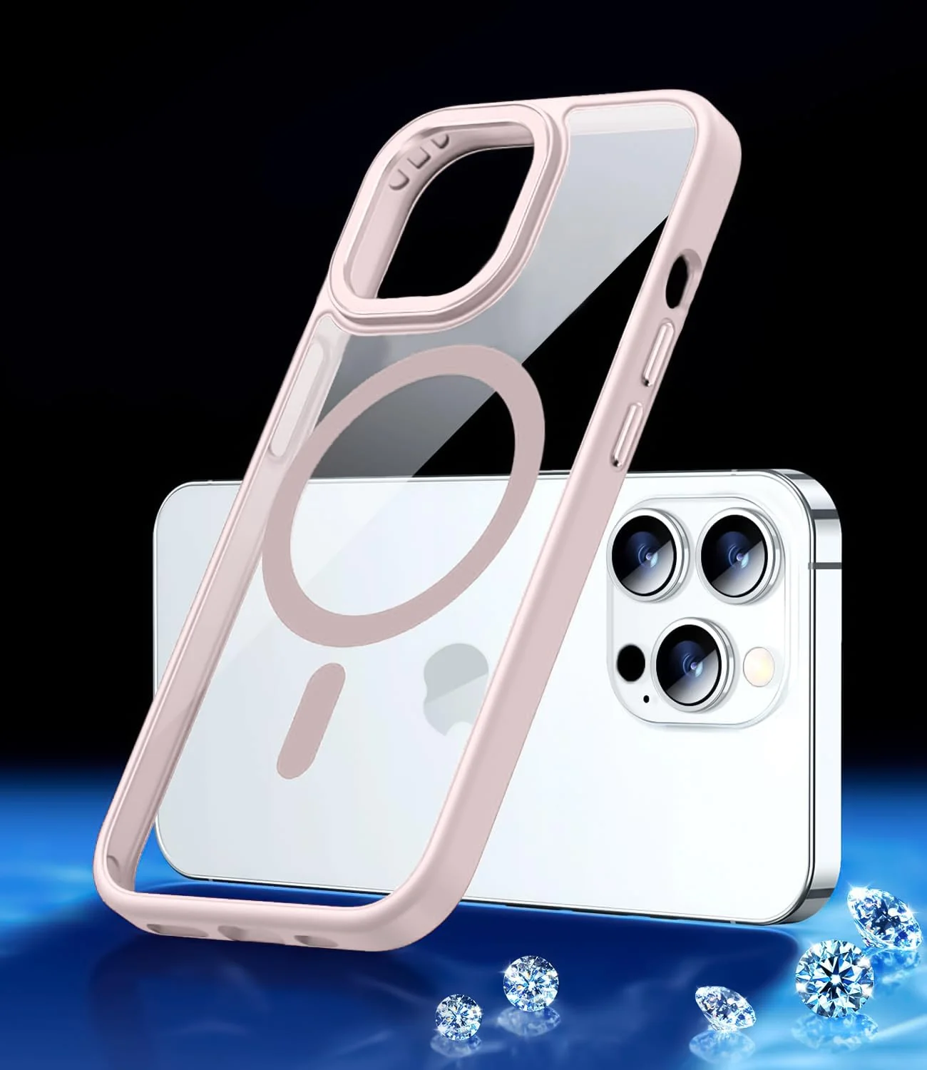 DL3 Mobilak Magnetic Case for iPhone 16 Pro 6.3-Inch Compatible with MagSafe, Shockproof Phone Bumper Cover, Solid Color Matte TPU Frame, Anti-Scratch Clear Back - Pink Sand