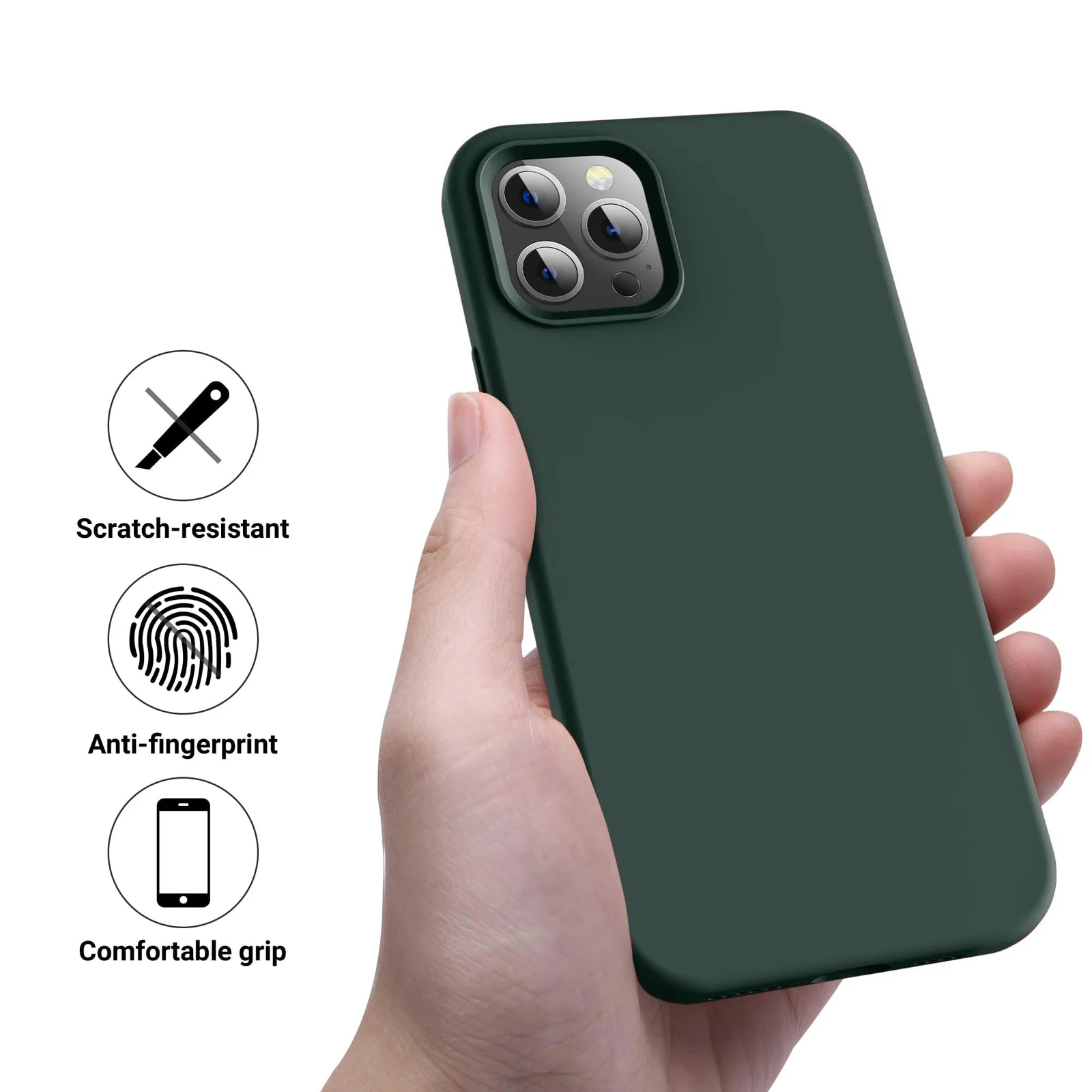 DL3 Mobilak Liquid Silicone Case for iPhone 15 Pro, Supports wireless charging, Shock-absorbing protection, Scratch-resistant surface - A.Green