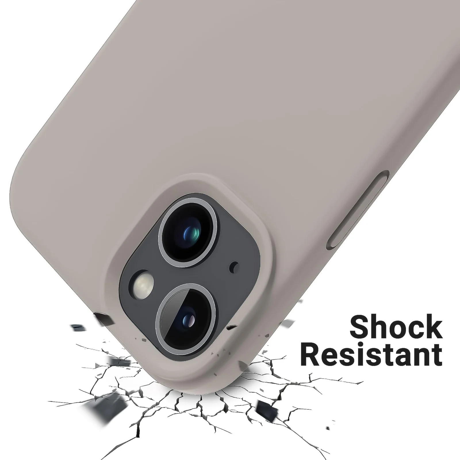 DL3 Mobilak Liquid Silicone Protective Case for iPhone 15 with Camera Protection and Microfiber Lining - Off White