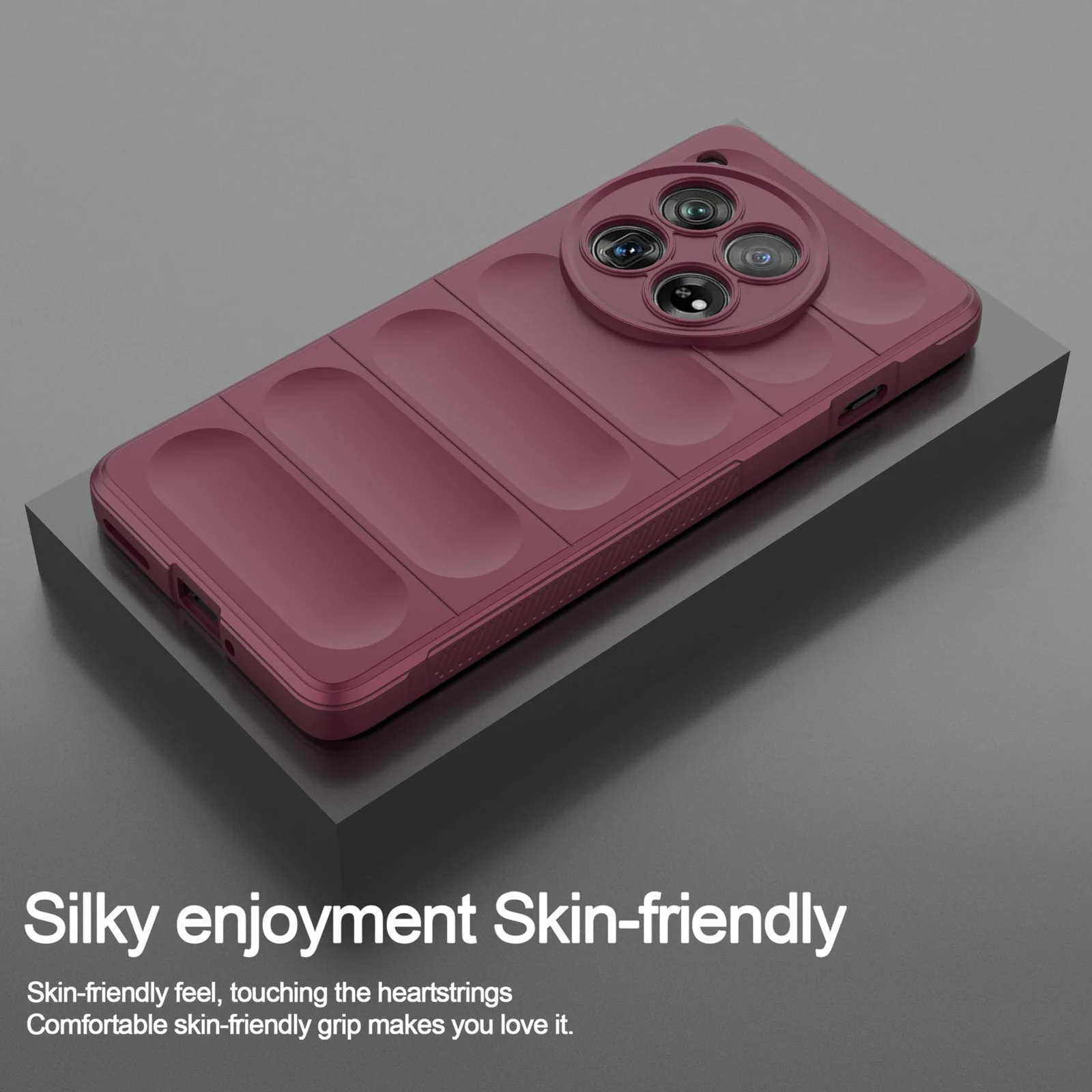 DL3 Mobilak Flexible Silicone and TPU Protective Case with Camera Protection for Oneplus 12R 5G / Oneplus Ace 3 - Wine Red