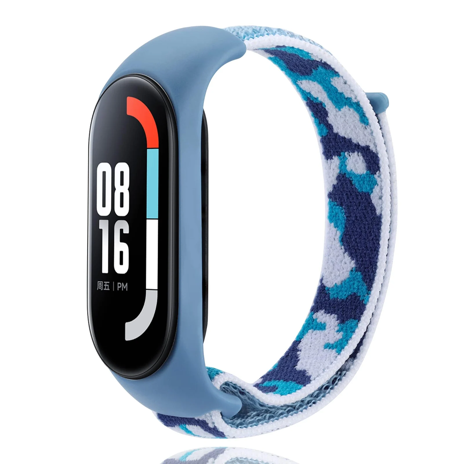 DL3 Mobilak Nylon Band for Xiaomi Mi Band 7/Mi Band 6/Mi Band 5/Mi Band 4/Mi Band 3, Bracelet Nylon Watch Strap Adjustable Sport Replacement Strap for Men Women - Camouflage Blue