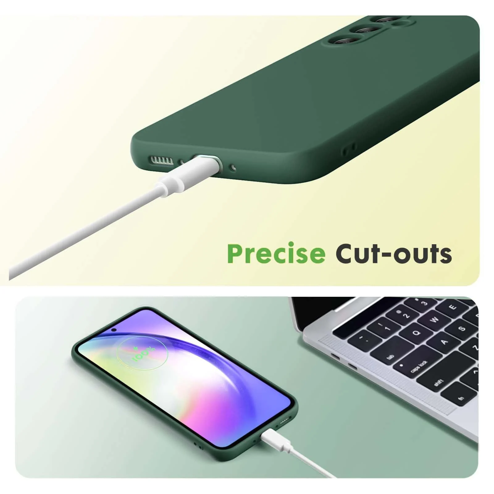 DL3 Mobilak Samsung Galaxy A55 Case, Soft Flexible Liquid Silicone Gel Rubber Bumper Cover, Full Body Shockproof Protective Phone Case - Green