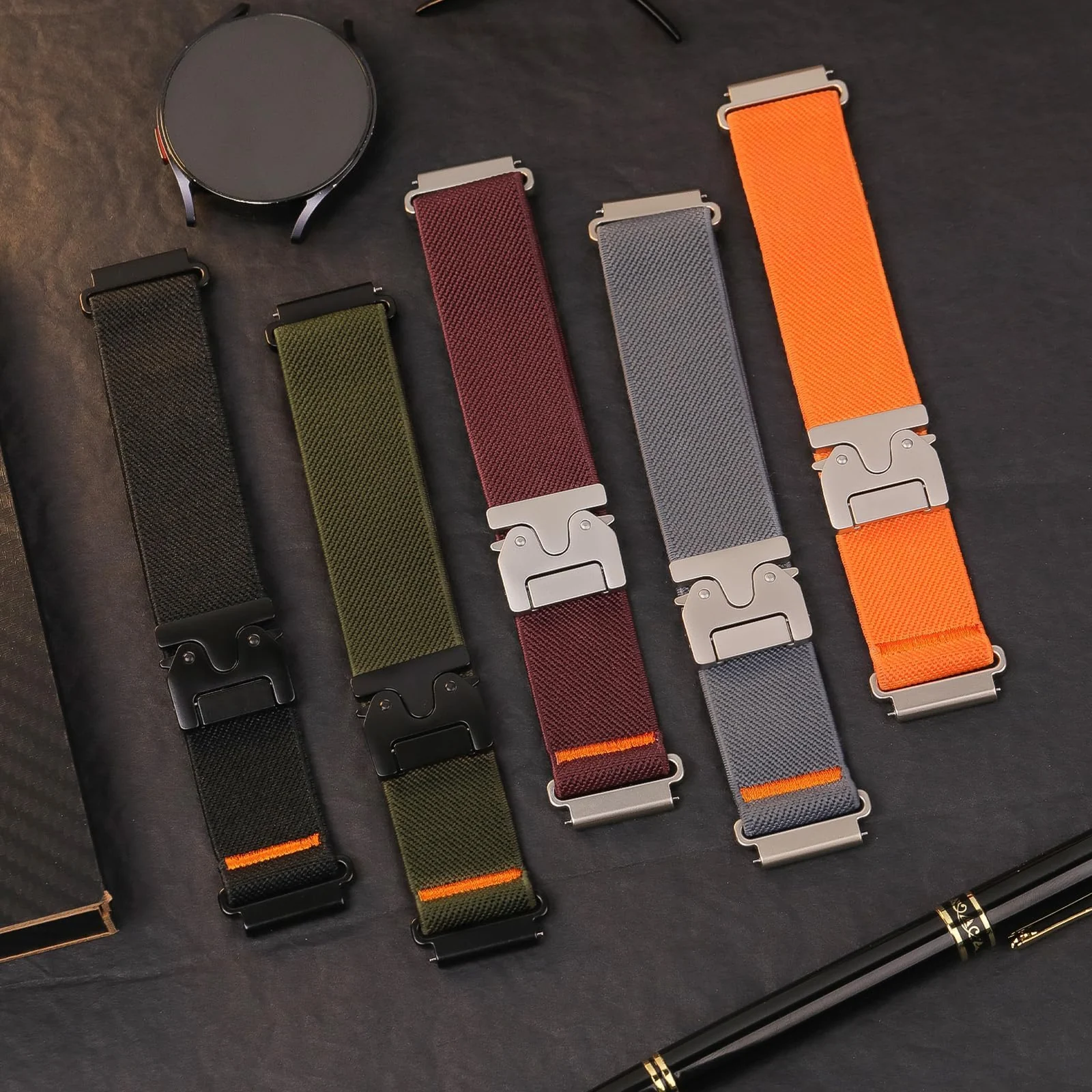 DL3 Mobilak Elastic Nylon Band For 22mm Stretchy Parachute buckle Strap for Redmi Watch 5 Active/5 Lite/Samsung Galaxy Watch 3 45mm/Watch 46mm/Gear S3/Huawei watch GT6 GT5 46MM/GT2E/GT6 Pro/GT 5 Pro - Orange