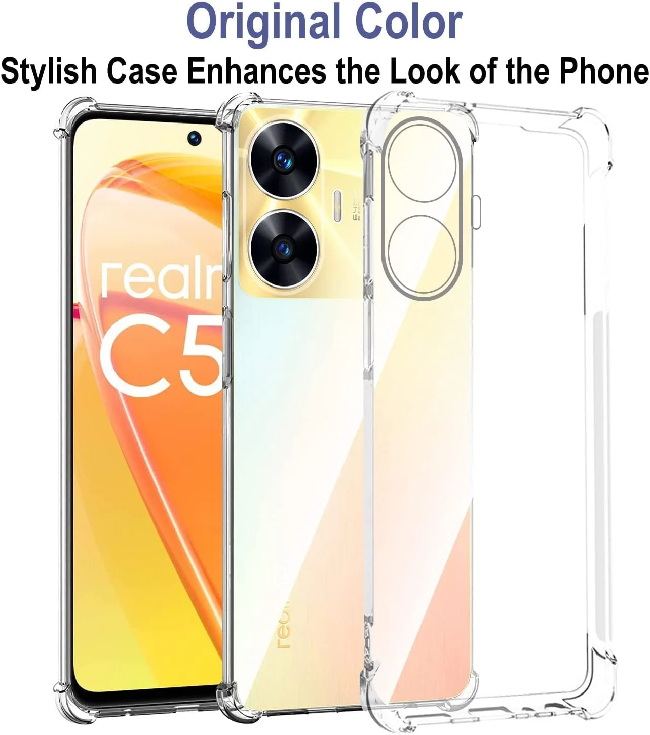 DL3 Mobilak Case Compatible with realme C55, Cover Silicone TPU Gorilla Anti-shock Protector Camera Shockproof Corners - Clear