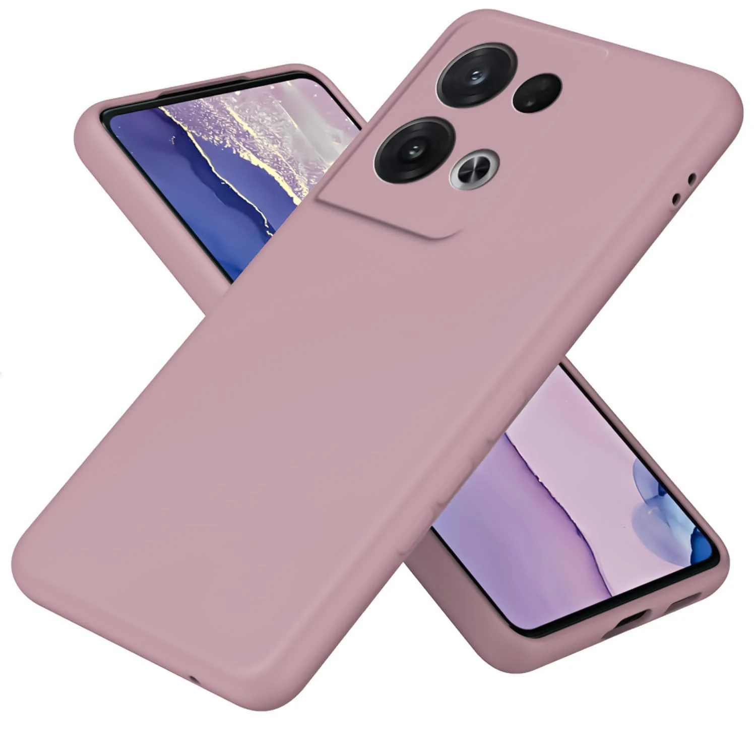 DL3 Mobilak Liquid Silicone Protective Case with Soft Microfiber Lining with Full Camera Protection for OPPO Reno 8 Pro 5G / Reno8 Pro+ Plus 5G - Cashmere