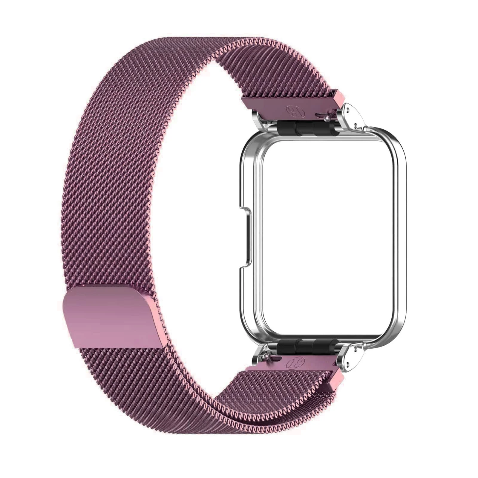 DL3 Mobilak Strap For Xiaomi Redmi Watch 2 Lite/Poco Watch/Redmi Watch 2 / Horloge 2, Magnetic Metal Stainless Steel Adjustable Wristbands Breathable Watch Band With Frame Metal - Pink & Silver