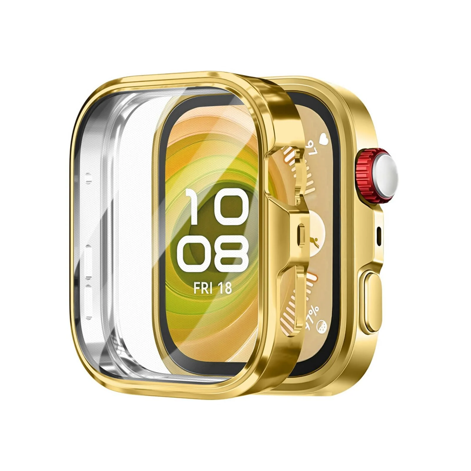 DL3 Mobilak Protective Case compatible with Huawei Watch Fit 4, All-around Flexible TPU Case with Built-in Screen Protector, Soft Frame & Shockproof Cover For Huawei Watch Fit 4 - Gold