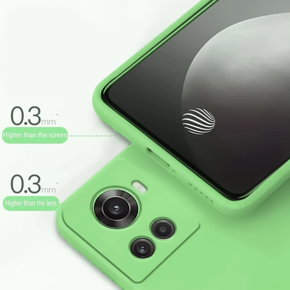 DL3 Mobilak Soft Silicone Protective Case for OnePlus 10R with Microfiber Lining and Shockproof Design - Light Green