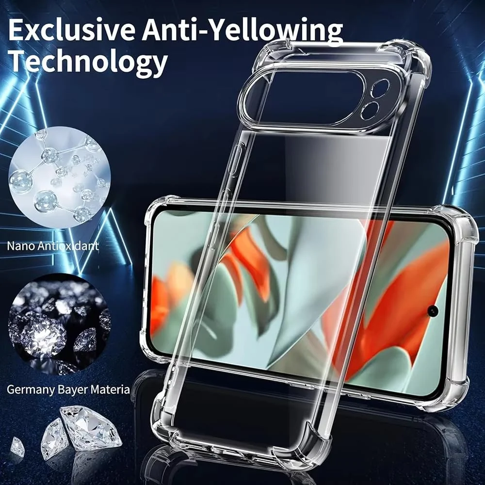 DL3 Mobilak Case Compatible with Google Pixel 9 Pro XL, Cover SiliconeTransparent TPU Gorilla Anti-shock Protector Camera Shockproof Corners - Clear