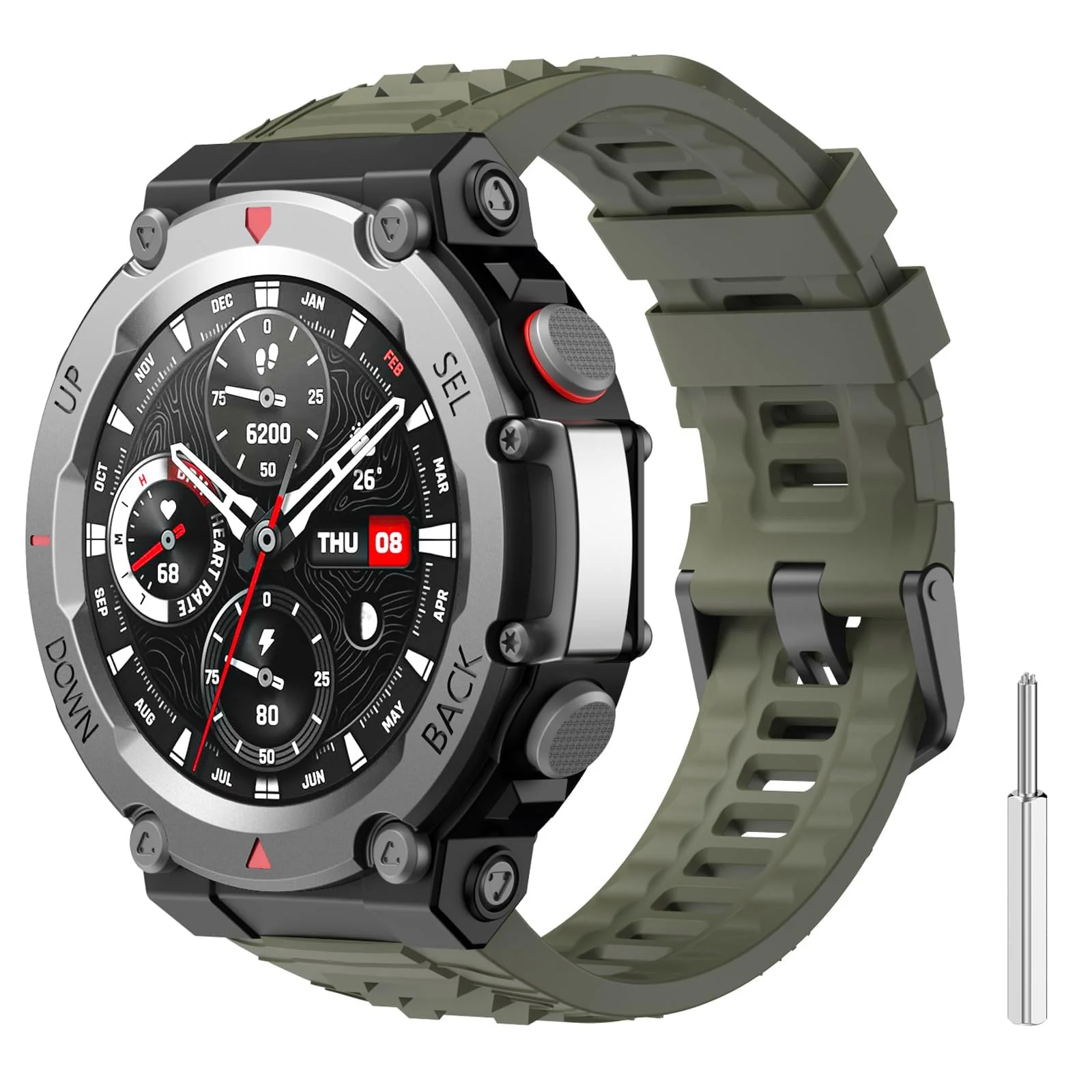 DL3 Mobilak Strap Compatible with Amazfit T-Rex 3, Men Women Sport Waterproof Soft Breathable Silicone Watch Bands Compatible with Amazfit T-Rex 3 with 1 Install Tool - Green