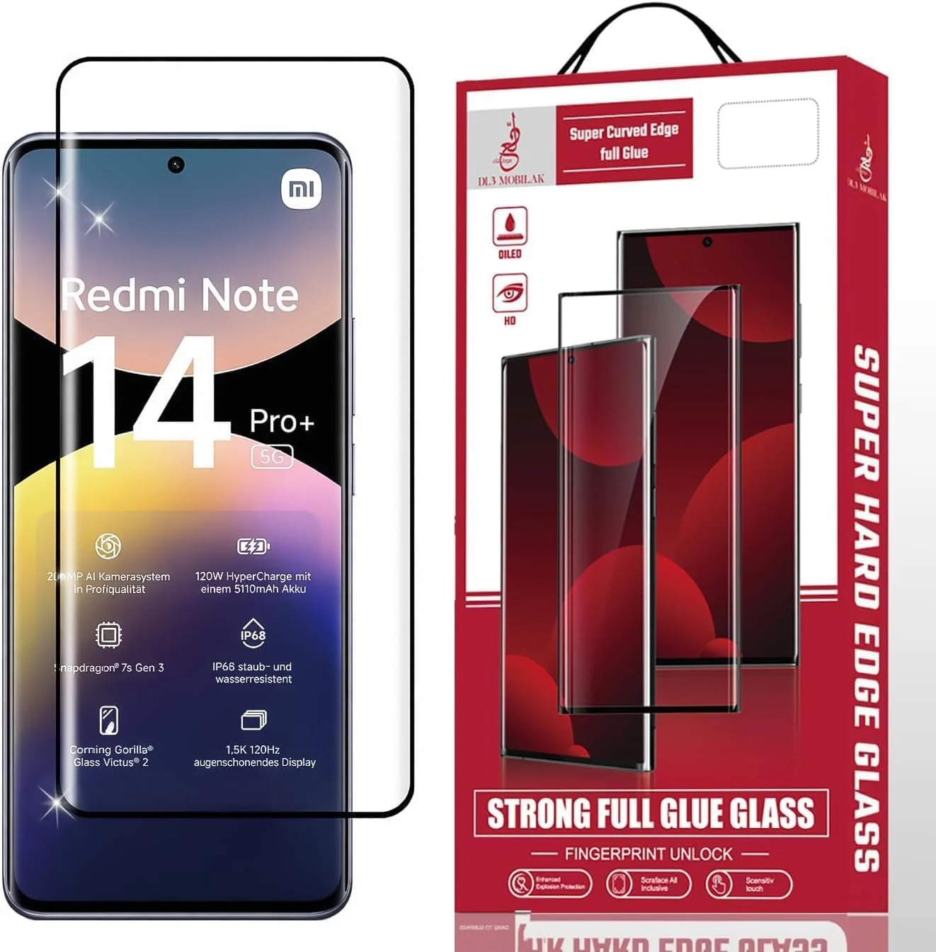 DL3 Mobilak Screen Protector for Xiaomi Note 14 Pro+ Plus 5G/Redmi Note 14 Pro 4G, Tempered Glass Screen Saver Premium HD Protective, Scratch Resistant, NO-Bubble, 9H Hardness, Full Coverage Film - Clear