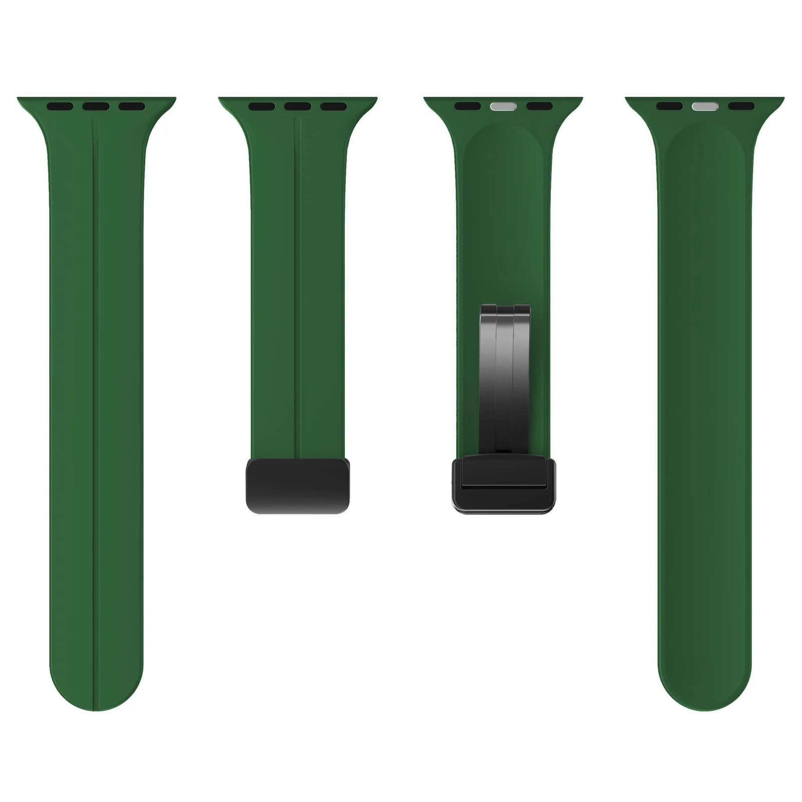 DL3 Mobilak Magnetic Strap for Apple Watch Band 49mm 45mm 44mm 41mm 40mm 38mm 42mm, Sport Silicone Replacement Wristband Strap for iwatch Series 9 8/7/6/5/4/3/2/SE (Clover, 42mm/44mm/45mm/49mm) - Clover Green