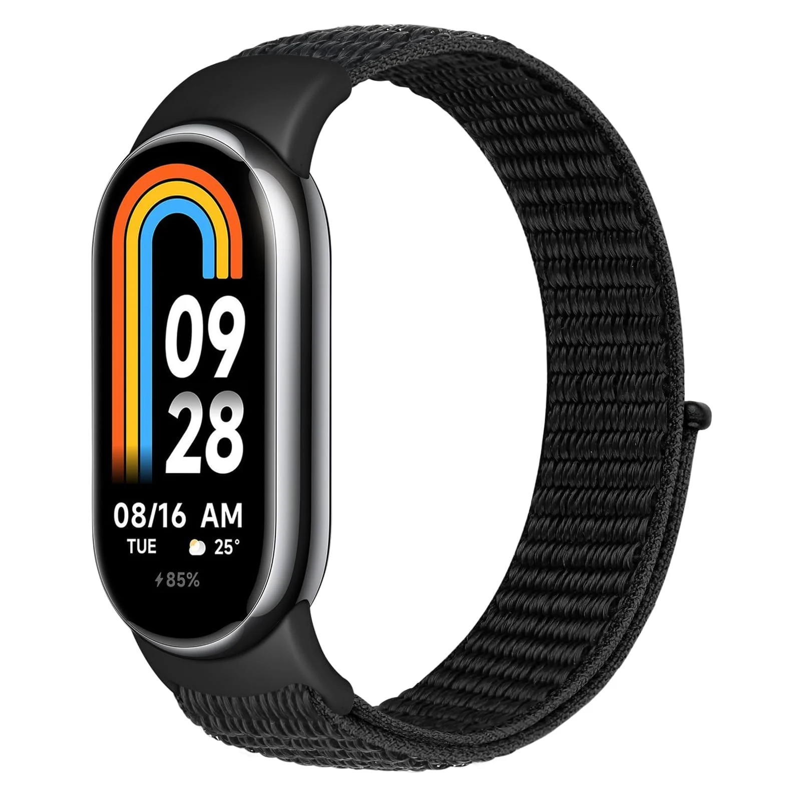 DL3 Mobilak Nylon Sport Band Compatible with Xiaomi Mi Band 10/9/8 for Women Men, Soft Adjustable Breathable Sport Loop Watch Strap Replacement Wristband for Xiaomi Smart Band 8/9/10 - Black