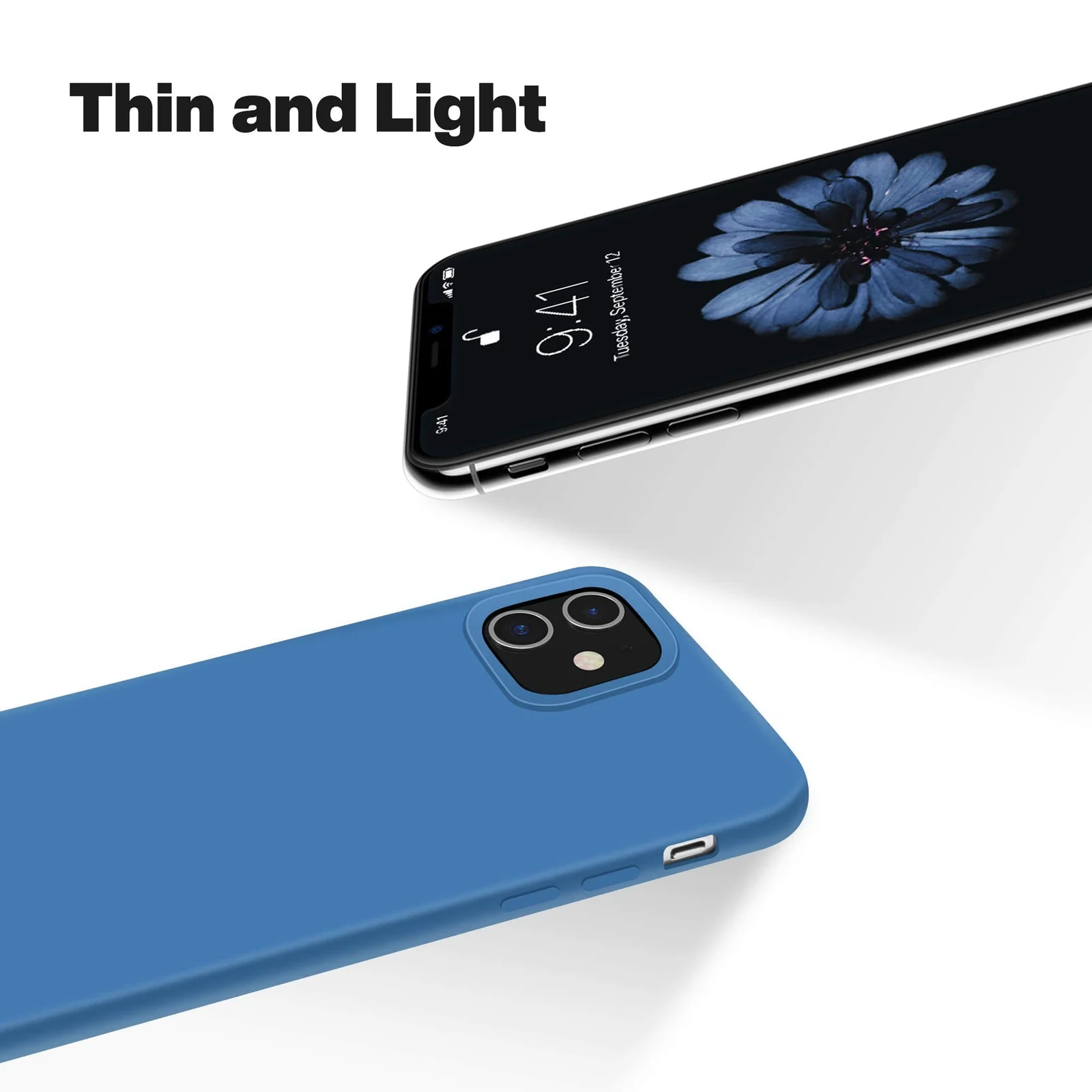 DL3 Mobilak Liquid Silicone Case for iPhone 12 / 12 Pro (6.1 Inch), Shock-absorbing protection, Scratch-resistant surface, Soft microfiber lining - Light Blue