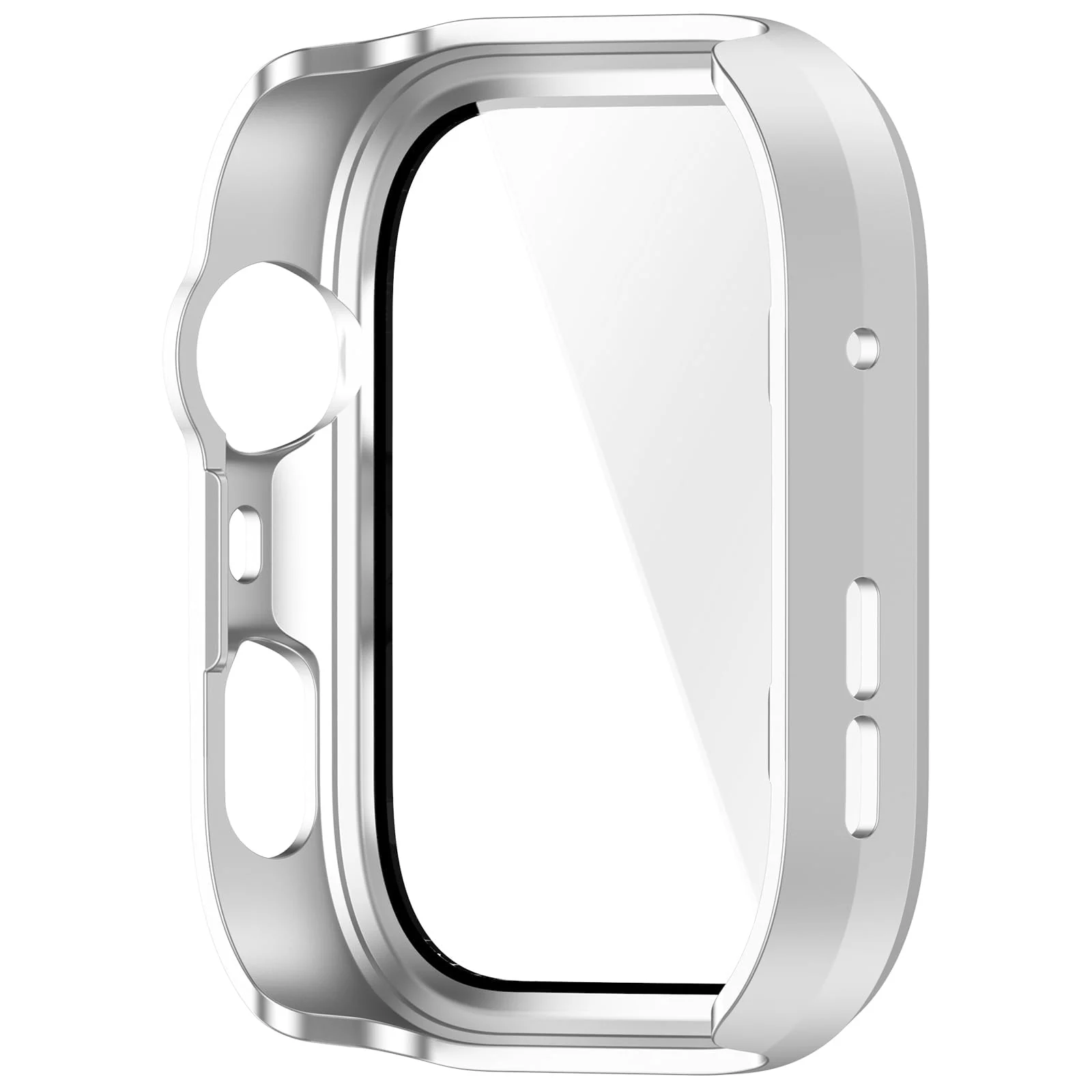 DL3 Mobilak Case Compatible with Huawei Watch Fit 4 Pro, Full Coverage Slim Hard Case Protective Bumper Built-in Tempered Glass Screen Protector Shell for Huawei Watch Fit 4 Pro - Silver