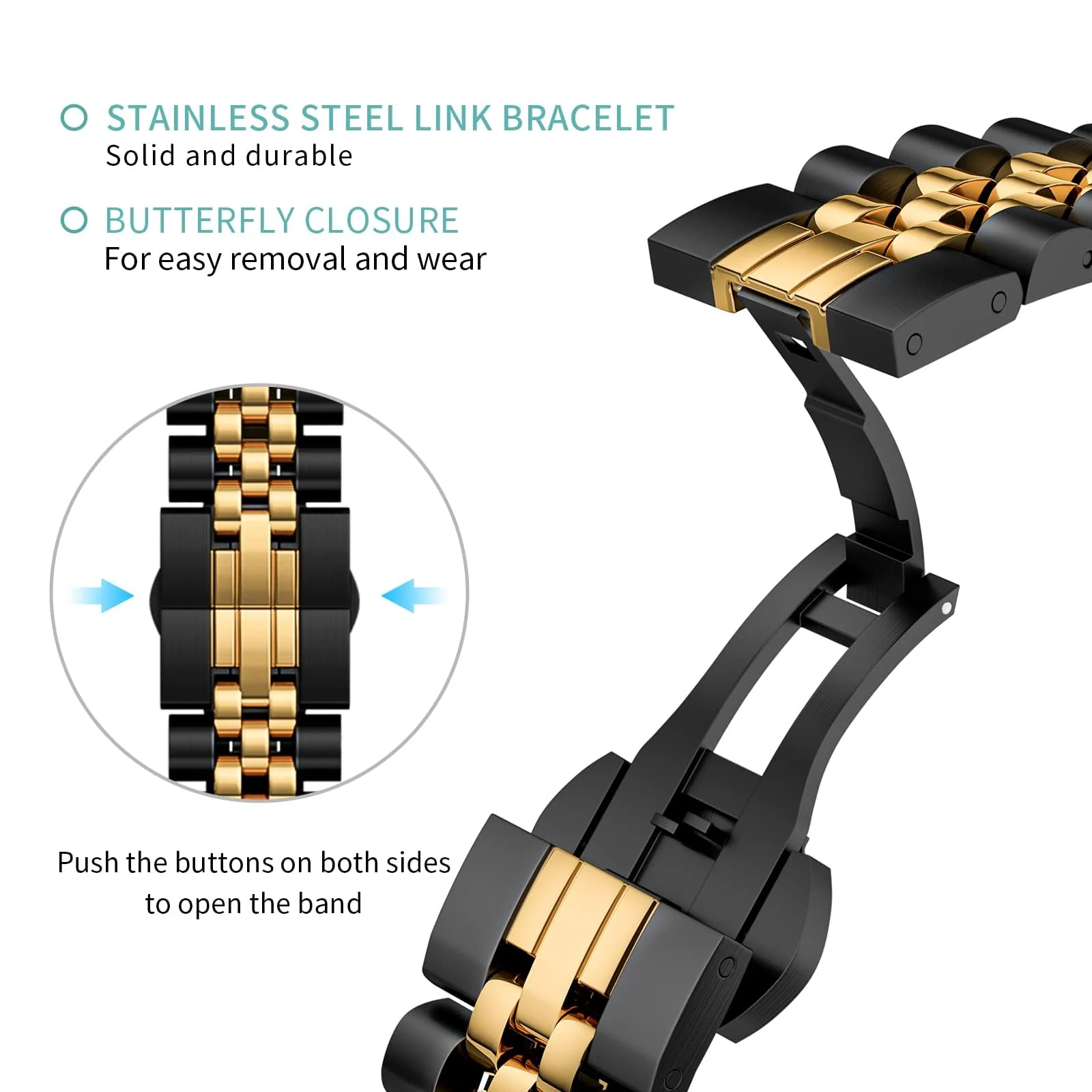 DL3 Mobilak Band For Apple Watch Ultra Band 49mm 45mm 44mm 42mm 41mm 40mm 38mm, Metal Stainless Steel Strap for iwatch Series 8 Ultra 7 6 5 4 3 2 1 Se (A. &, 38MM/40MM/41MM) - A.Black & Rose Gold