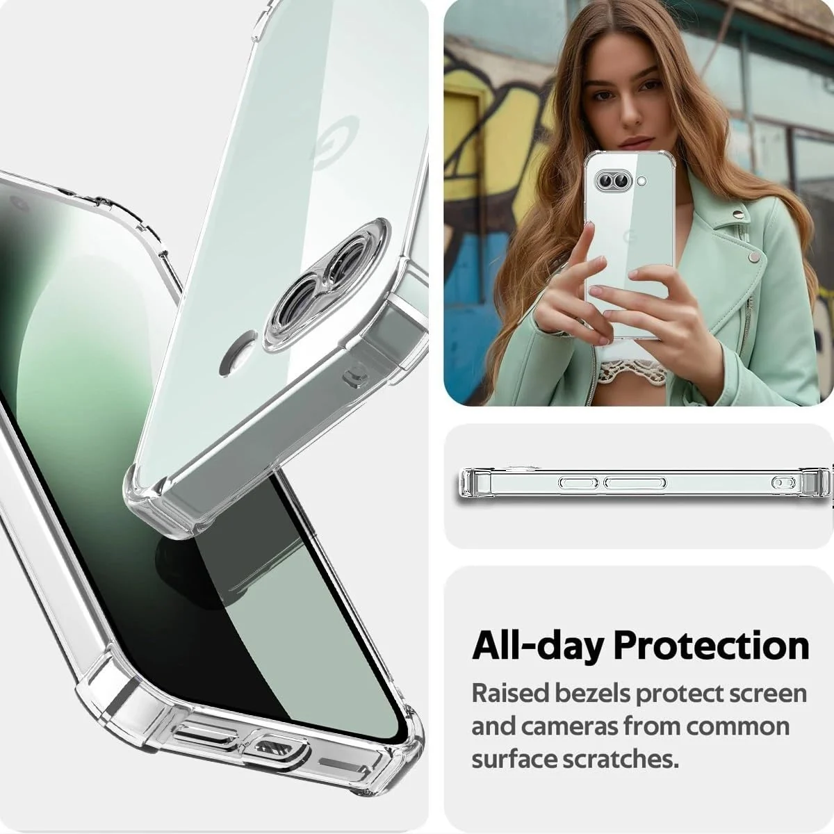 DL3 Mobilak Case Compatible with Google Pixel 10A, Cover SiliconeTransparent TPU Gorilla Anti-shock Protector Camera Shockproof Corners - Clear