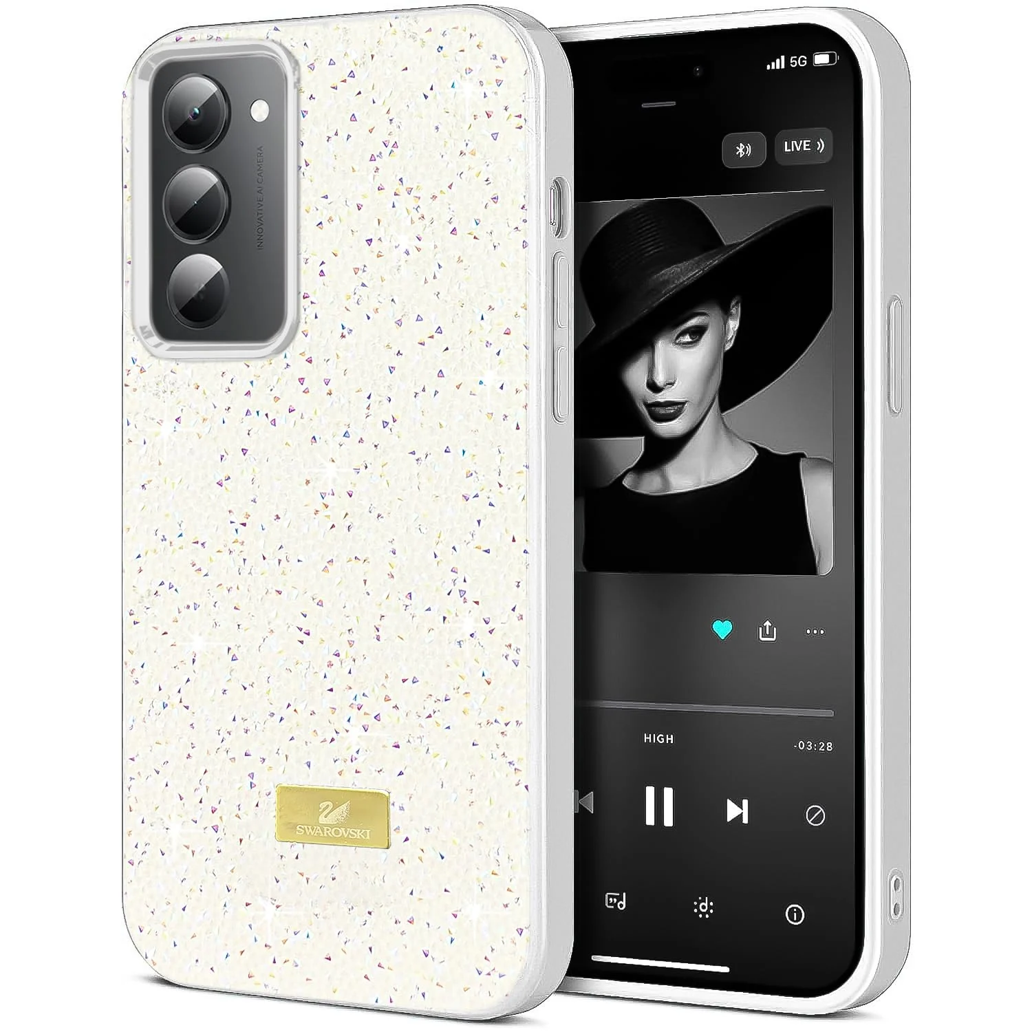 DL3 Mobilak Glitter Rhinestone Protective Case for Xiaomi Redmi 15 Case Glitter with Shockproof Design