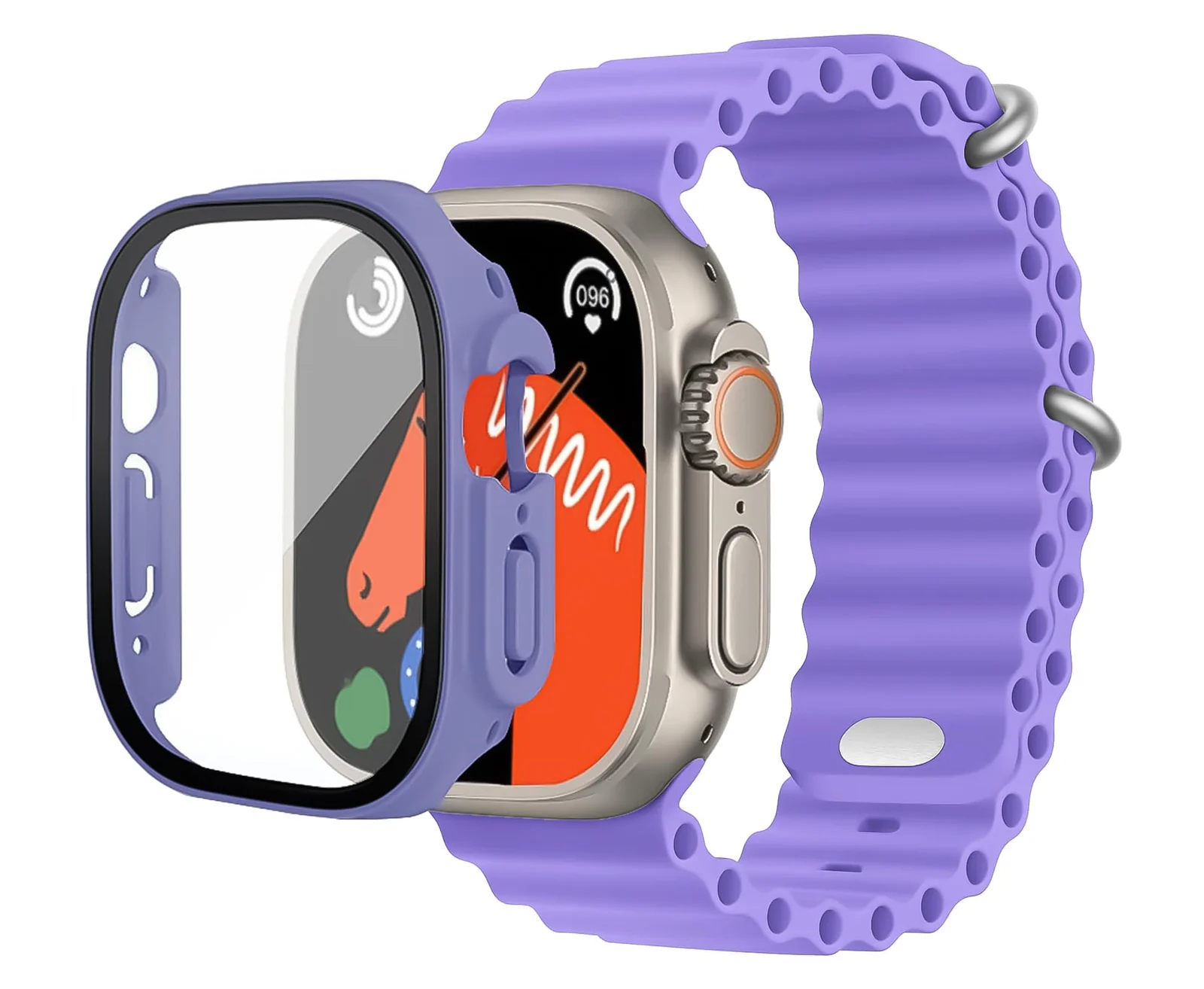 DL3 Mobilak Ocean Band with Case For Apple Watch Ultra 49mm, Adjustable Silicone Sport Loop Ocean Strap Men Women Strap With Protective Cover Screen Shockproof for iWatch Ultra 2 49mm - Black