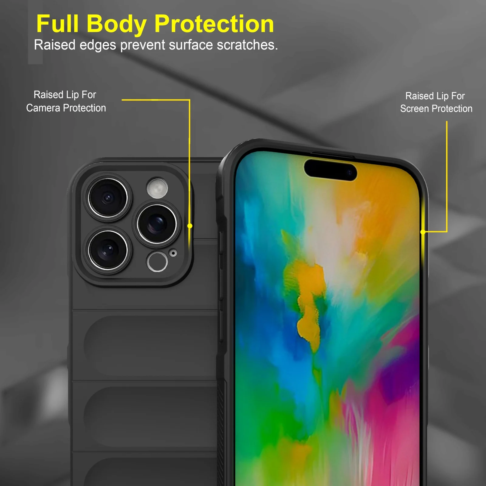 DL3 Mobilak Silicone Case for iPhone 16 Pro Max 6.9-Inch Heavy Duty Protective [Slim Fit] Shockproof Soft Flexible Protective Design Shock-Absorption TPU Cover With Camera Protection - Black