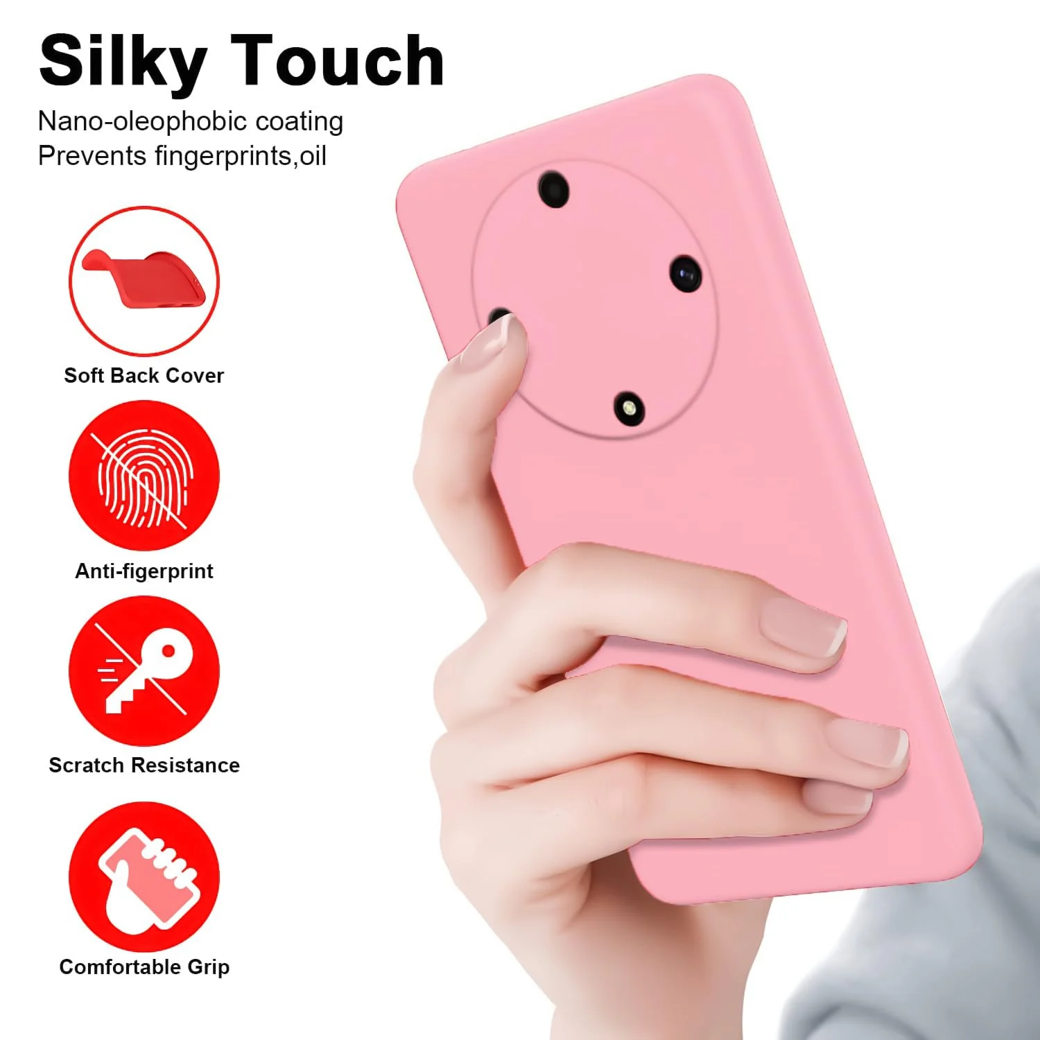 DL3 Mobilak Silicone Protective Case for Honor X9b, Shock-absorbing protection, Scratch-resistant surface, Soft microfiber lining - Pink