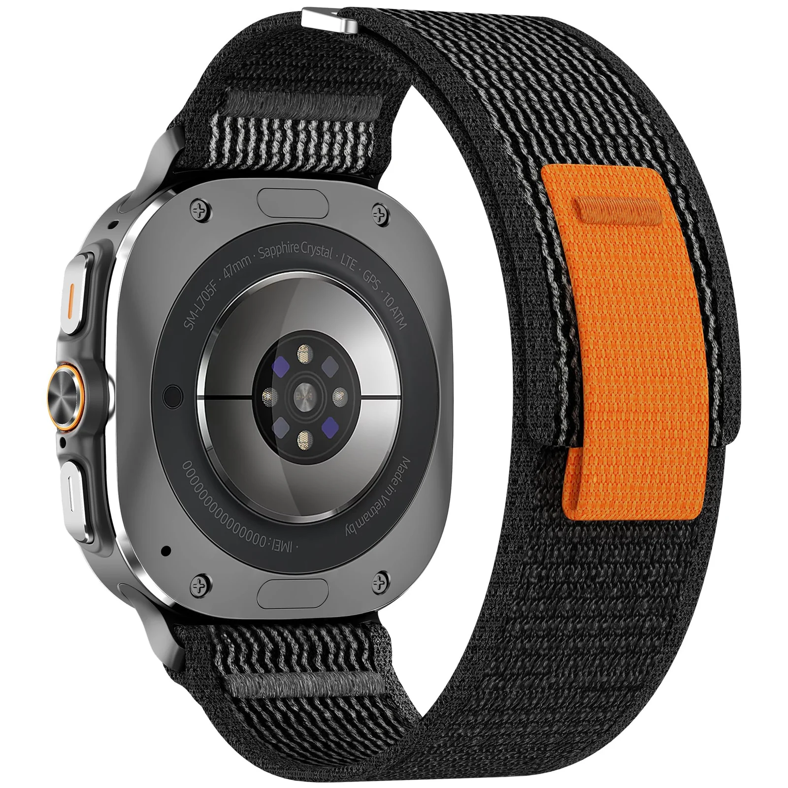 DL3 Mobilak For Samsung Galaxy Watch ultra Strap 47mm, One Click Trail Loop Strap for Men Women, Soft Nylon Sport Loop Elastic Replacement Wristband for Galaxy Watch 7 Ultra - Black White