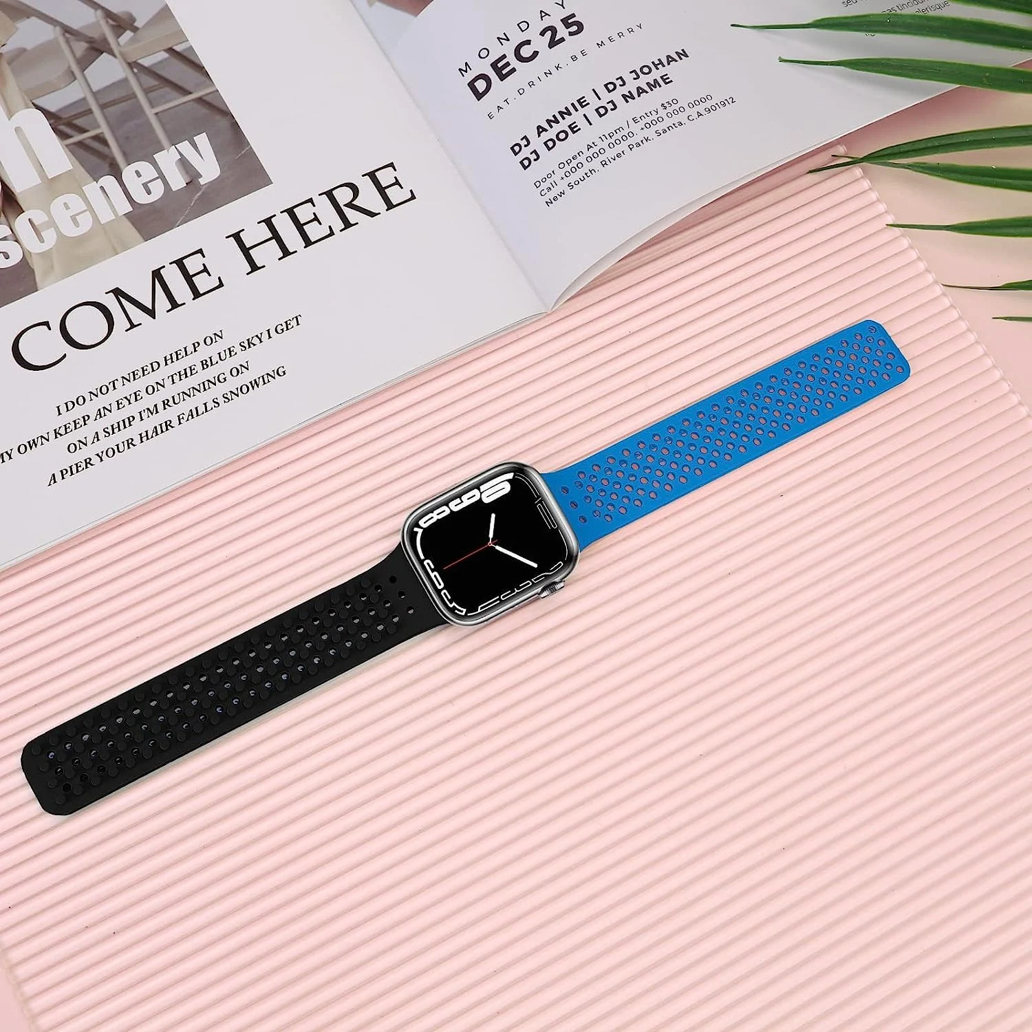 DL3 Mobilak Soft Silicone Band For Apple Watch Ultra Bands 49mm 45mm 44mm 42mm, Sport Replacement Wristband No Clasps for iWatch Series 8 ultra 7 6 5 4 SE 3 2 Women Men, Waterproof Strap - Black Blue