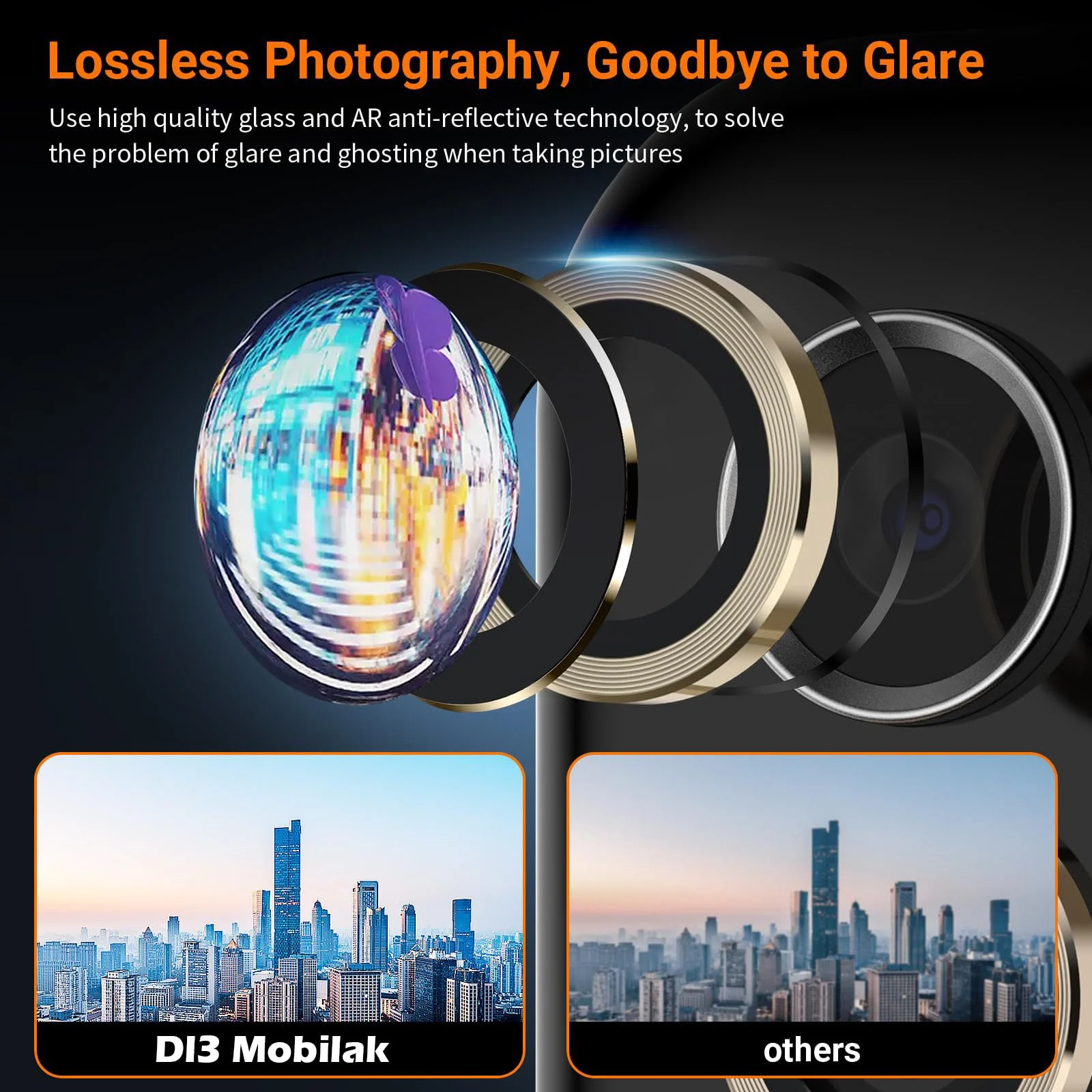 DL3 Mobilak Camera Lens Protector for Samsung Galaxy S24 FE Accessories, 9H Tempered Glass Metal Individual Ring Camera Cover Screen Protector for Samsung S24 FE, Case Friendly, Anti Scratch - Gold