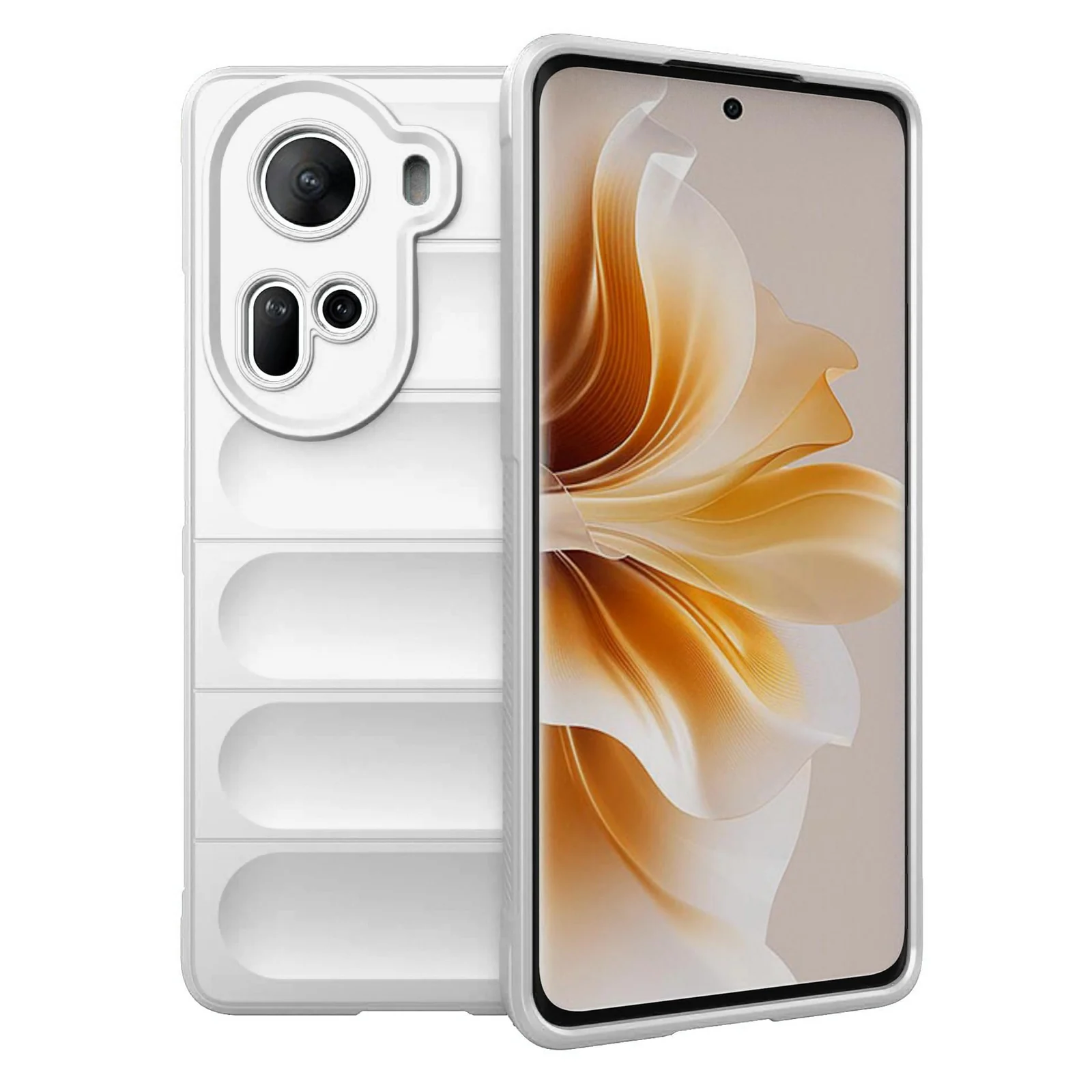 DL3 Mobilak Soft Silicone Protective Case for OPPO Reno 11 5G with Camera Protection and Shockproof Design - White