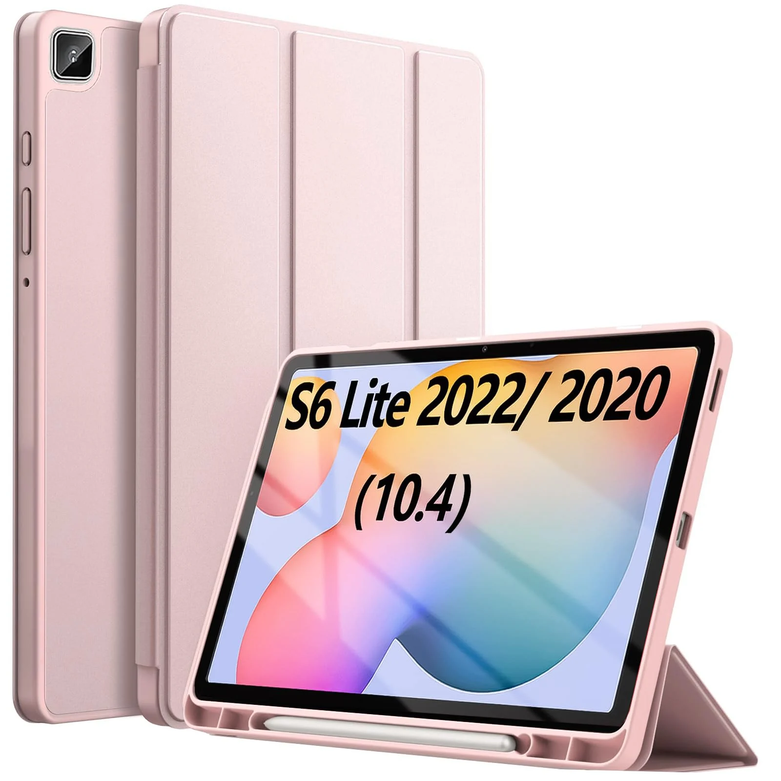 DL3 Mobilak Smart Case For Samsung Galaxy Tab S6 Lite 10.4 inch 2022 (SM-P613/P619) & 2020 (SM-P610/P615) with Pencil Holder, Soft TPU Smart Stand Back Cover Auto Wake/Sleep - Pink Sand