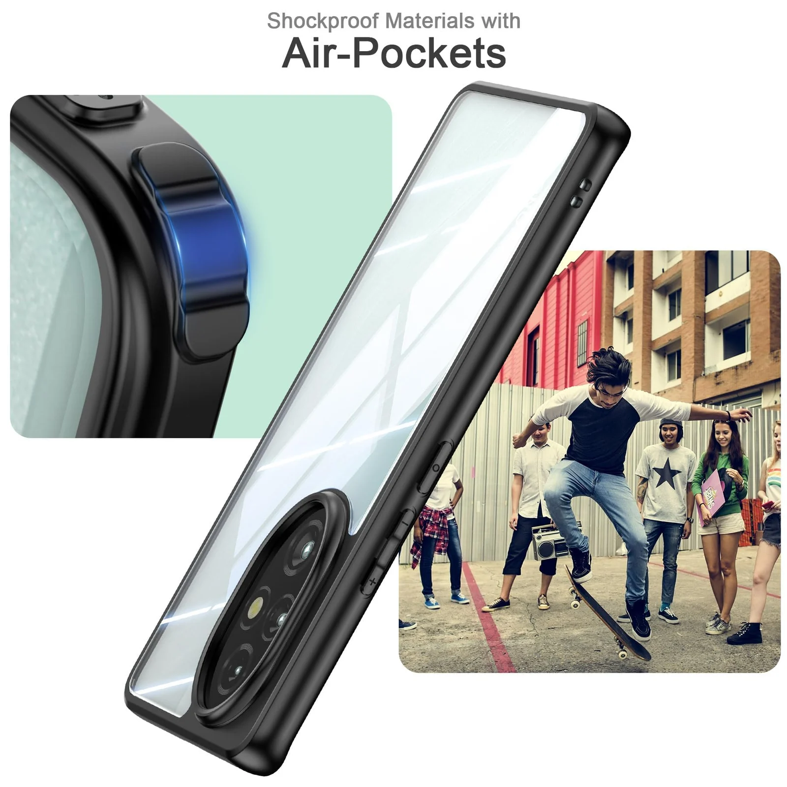 DL3 Mobilak Compatible with Honor 200 Pro 5G Case Transparent, Military-Grade Shockproof Anti-Yellowing, Slim Protective Phone Case Full Bumper Cover With Camera Lens Protective - Black