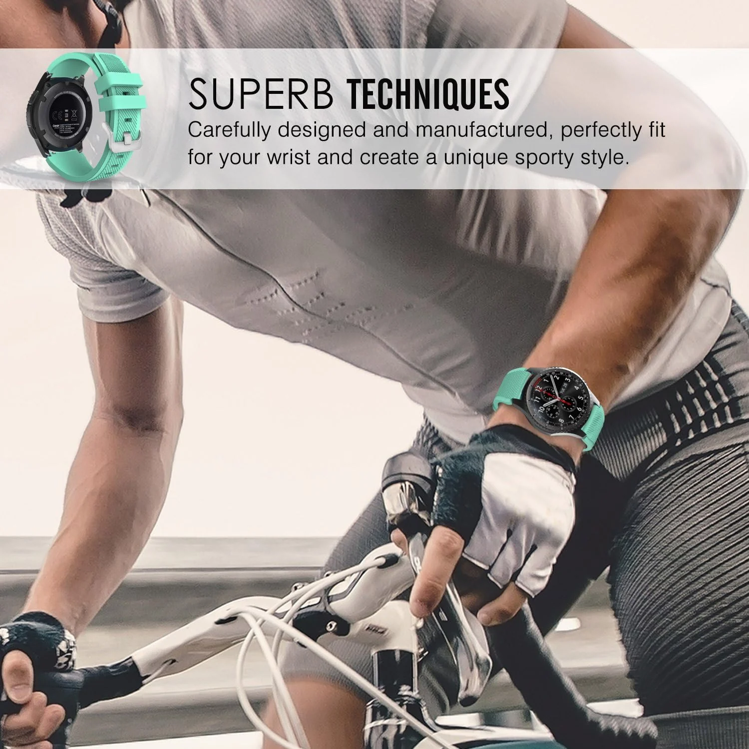 DL3 Mobilak Silicone Sport Band 22MM Xiaomi Redmi Watch 5 Active/5 Lite/Samsung Galaxy Watch 46mm/Watch 3 45mm/Gear S3/Huawei watch (GT6 GT5 GT4 GT3 GT2 GT 46MM)/GT2E/GT5 Pro/GT 6 Pro/Amazfit GTR 3/4 - Mint Green