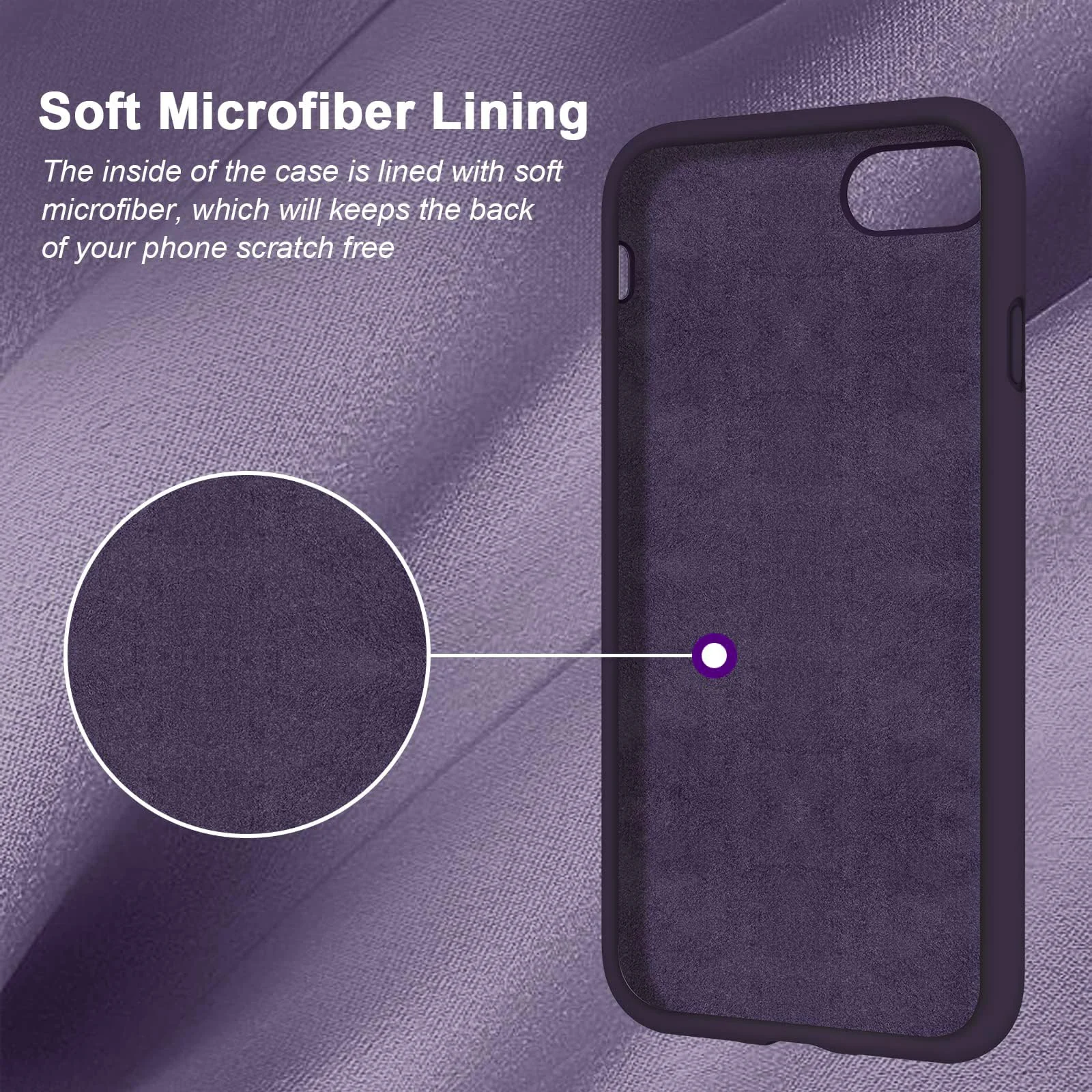 DL3 Mobilak Liquid Silicone Protective Case for iPhone SE 2022, SE 2020, iPhone 7, iPhone 8 with Camera Protection and Microfiber Lining - Elderberry