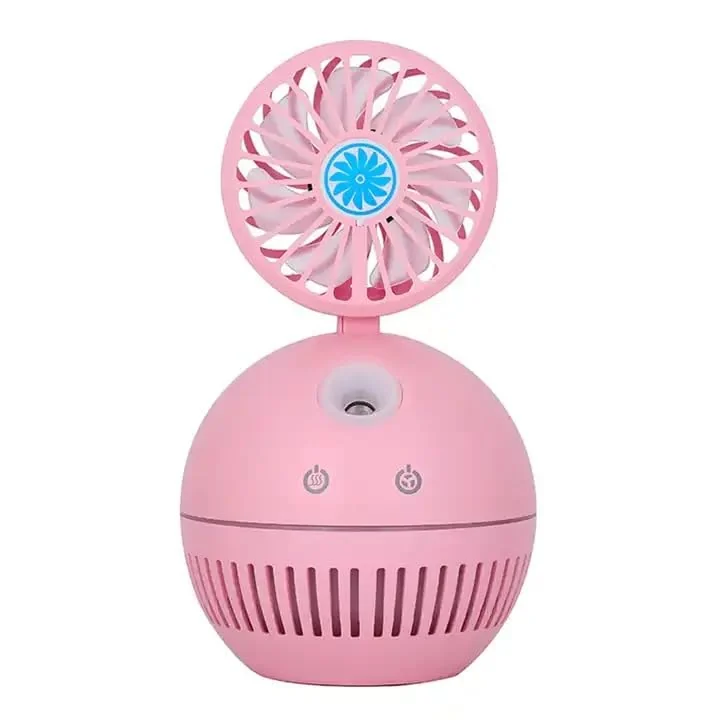 Mobigon Air Humidifier with Fan Portable USB Ultrasonic Essential Oil Aroma Diffuser with 7 Colorful Night Lights for Office Home - Pink